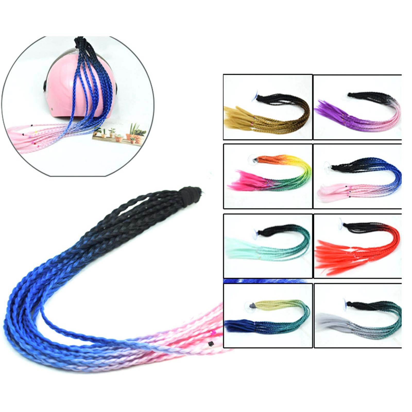Helmet Pigtails Braids Punk Curly Hair 65cm Gradient Ramp for Female Men Style B