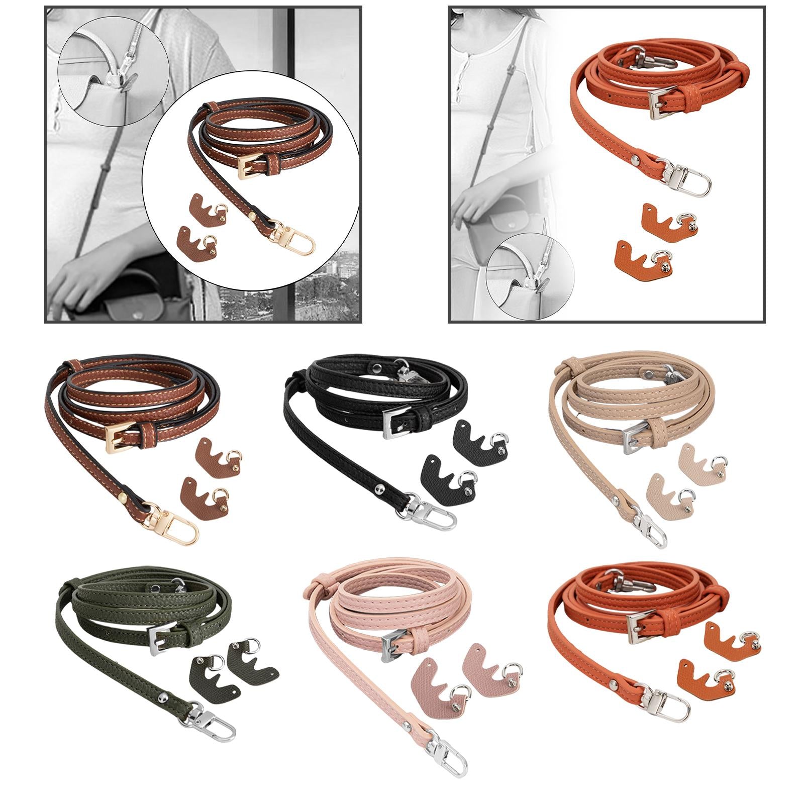 2xPurse Strap for Handbag Durable PU Leather Bag Strap Stylish Crossbody Strap Brown