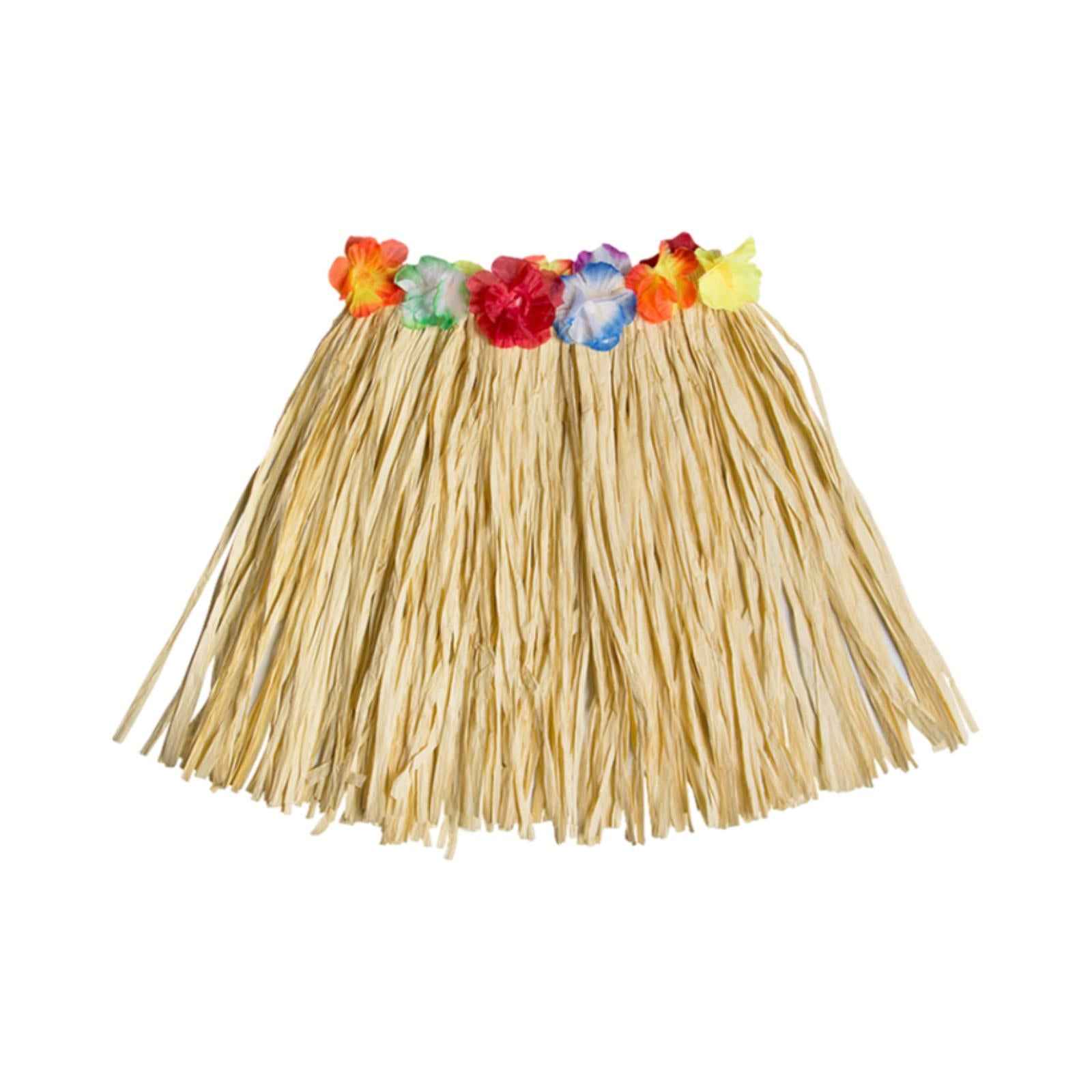 Hawaiian Skirt with Flowers Raffia Skirt for Beach Celebration Carnival 40CM