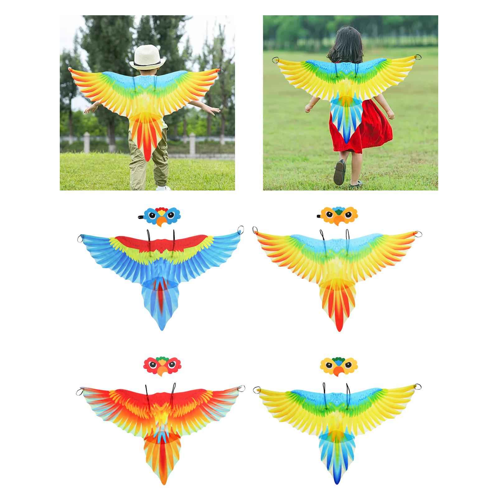 Kids Bird Costume Set Wings Cape for Performance Fancy Dress Masquerade Blue