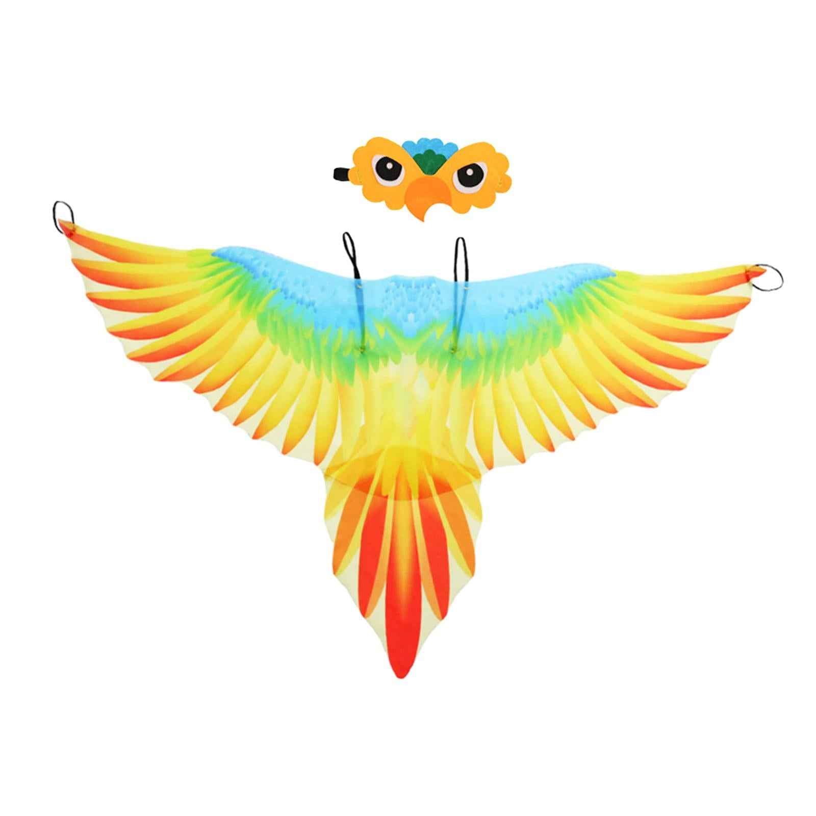 Kids Bird Costume Set Wings Cape for Performance Fancy Dress Masquerade Orange