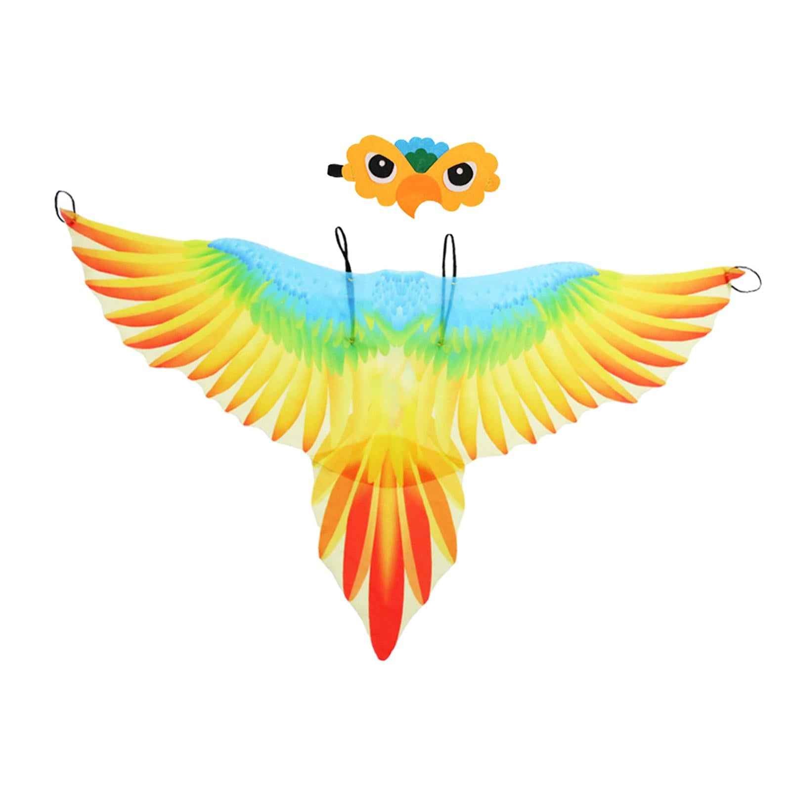 Kids Bird Costume Set Wings Cape for Performance Fancy Dress Masquerade Orange