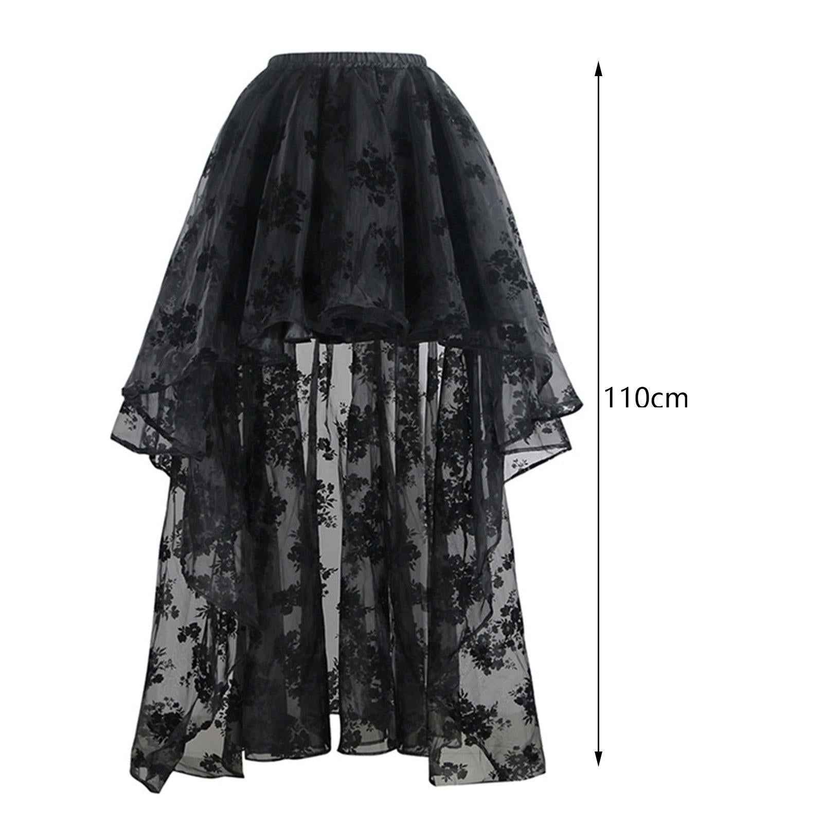 Layered Mesh Tulle Skirt Women High Low Tutu Skirts for Bridal Shower Formal black