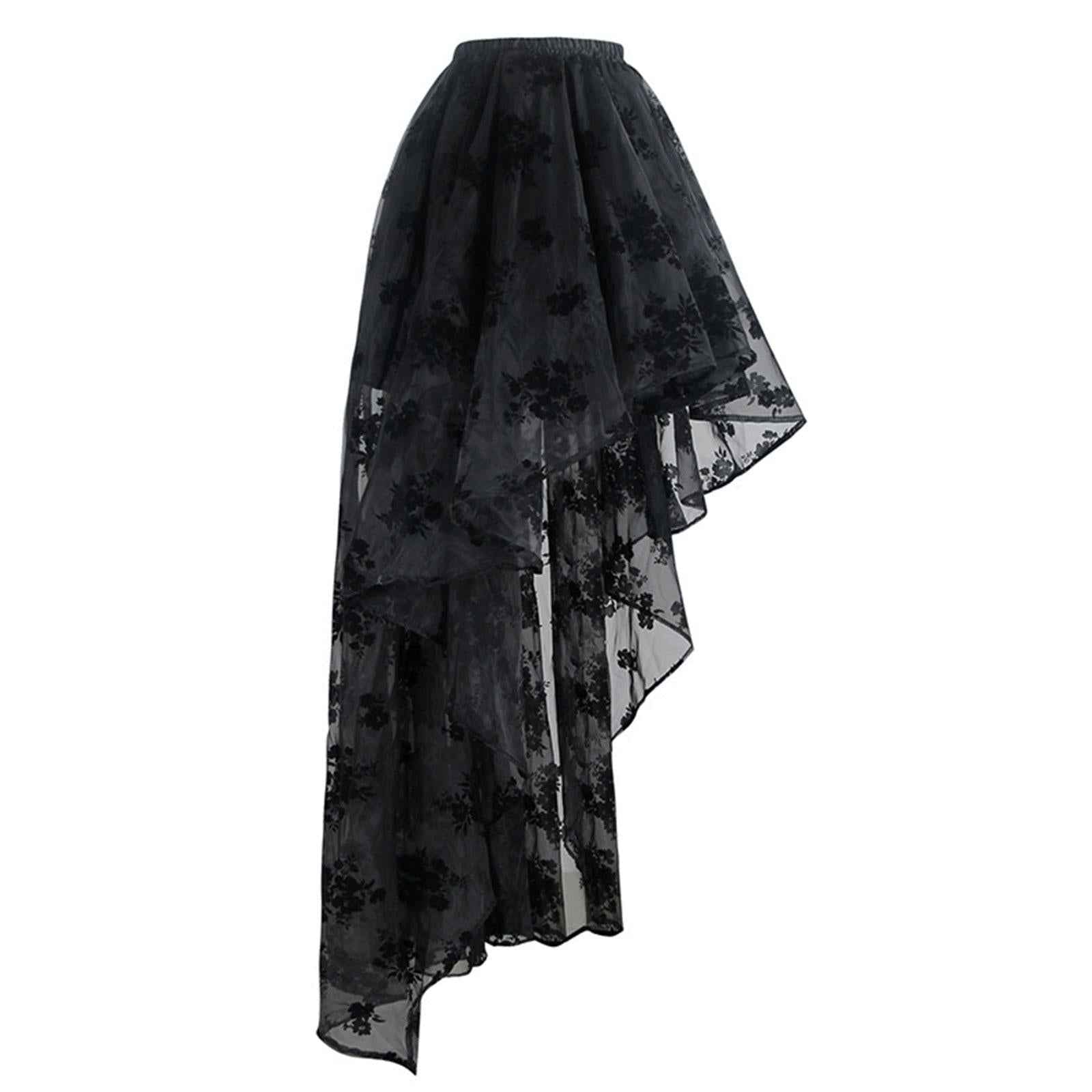 Layered Mesh Tulle Skirt Women High Low Tutu Skirts for Bridal Shower Formal black