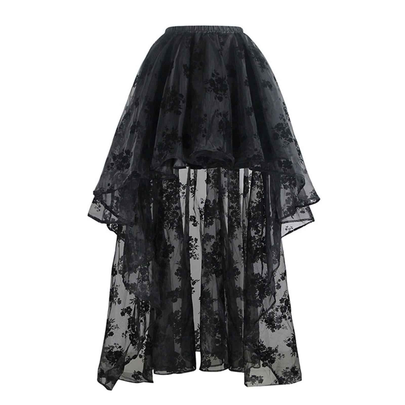 Layered Mesh Tulle Skirt Women High Low Tutu Skirts for Bridal Shower Formal black