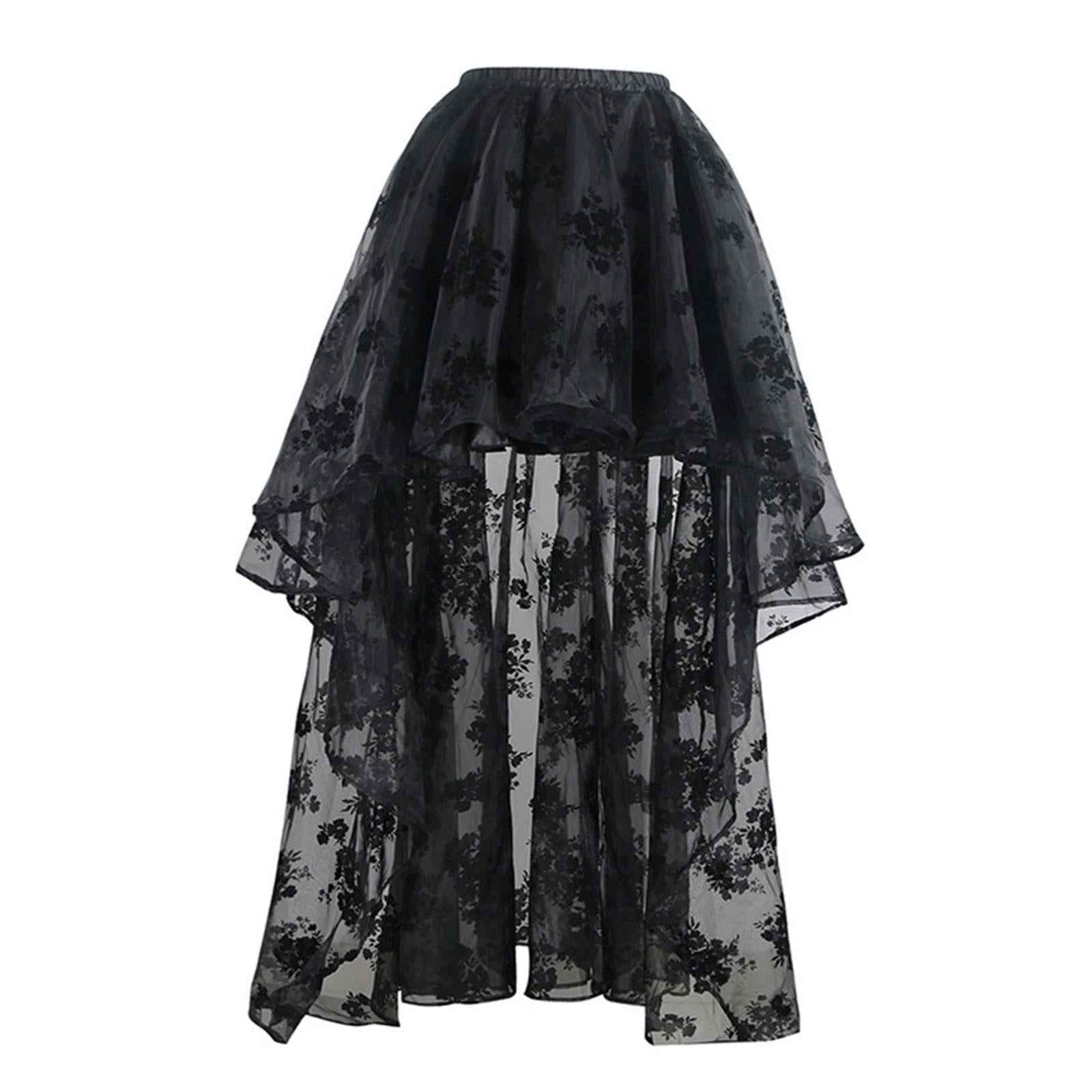 Layered Mesh Tulle Skirt Women High Low Tutu Skirts for Bridal Shower Formal black