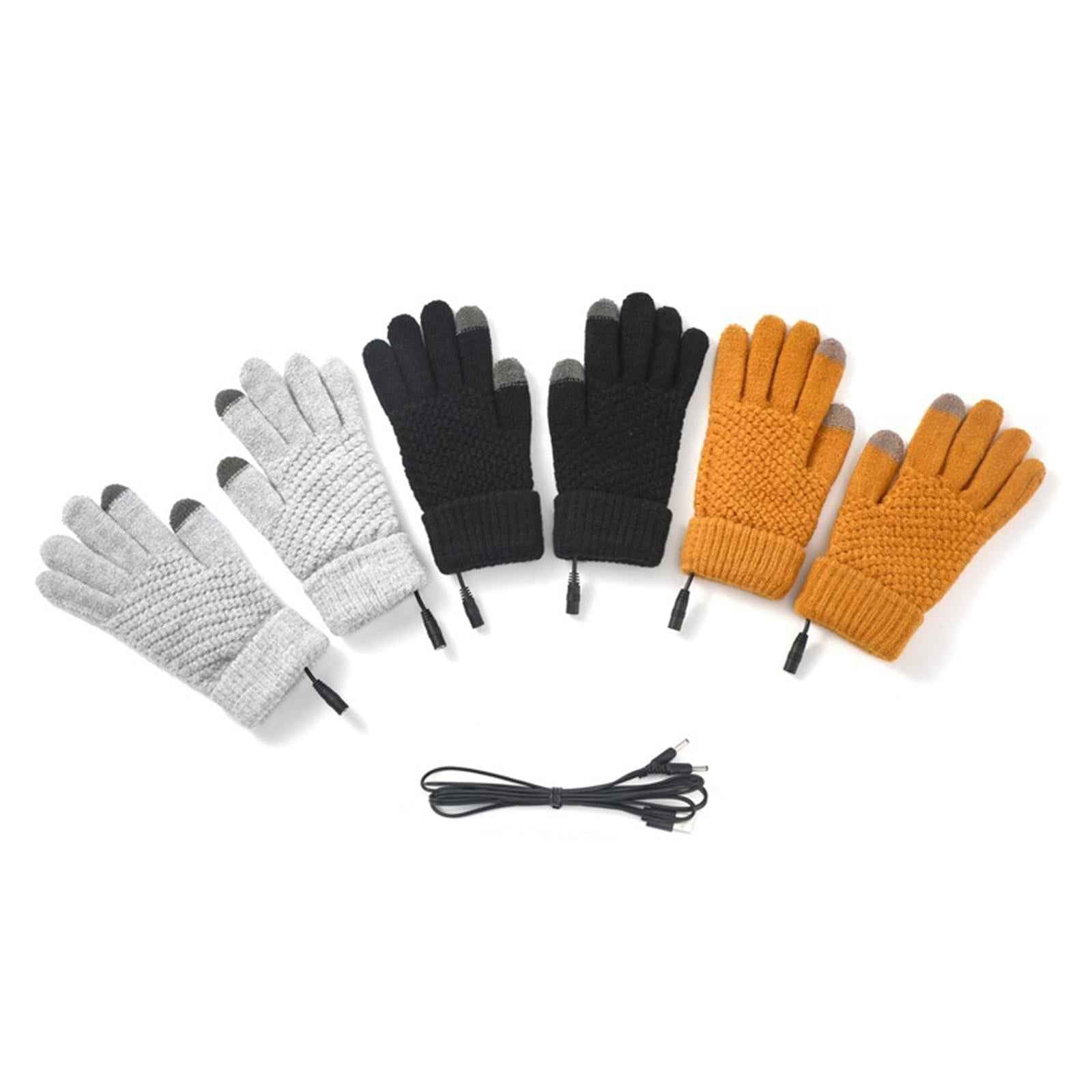 USB Heated Gloves Full Finger Warm Heating Mittens for Outdoor Typing Skiing Gray