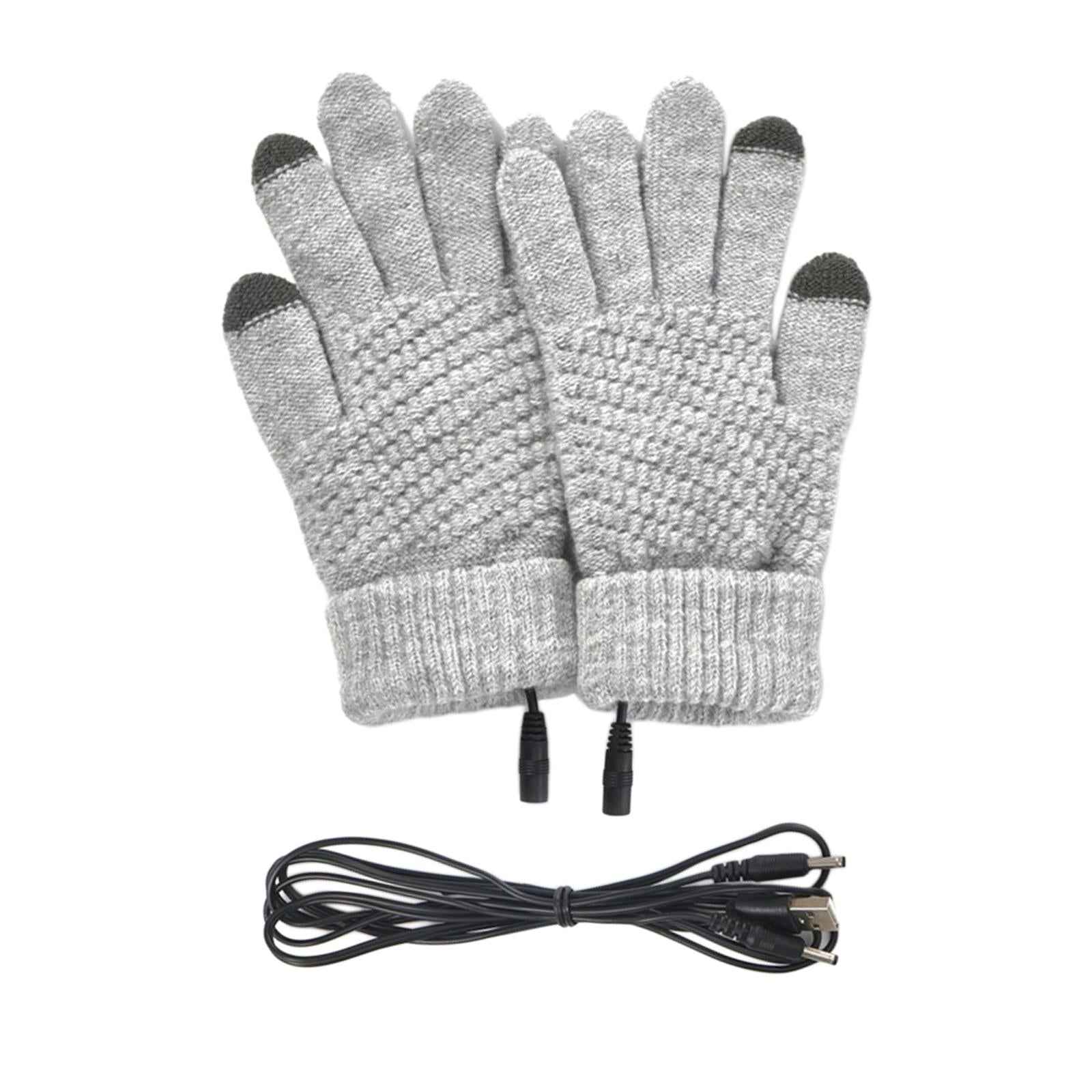 USB Heated Gloves Full Finger Warm Heating Mittens for Outdoor Typing Skiing Gray