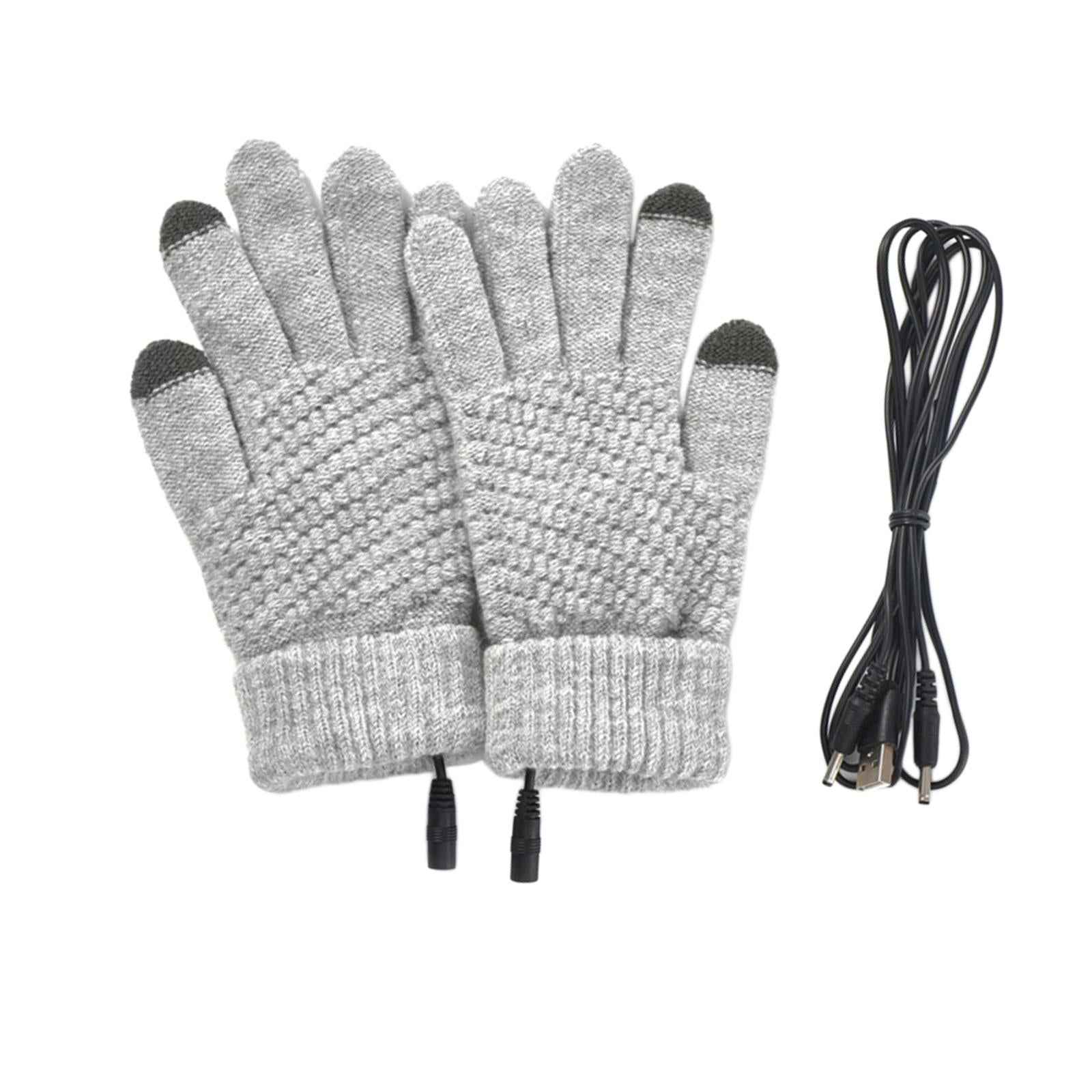 USB Heated Gloves Full Finger Warm Heating Mittens for Outdoor Typing Skiing Gray