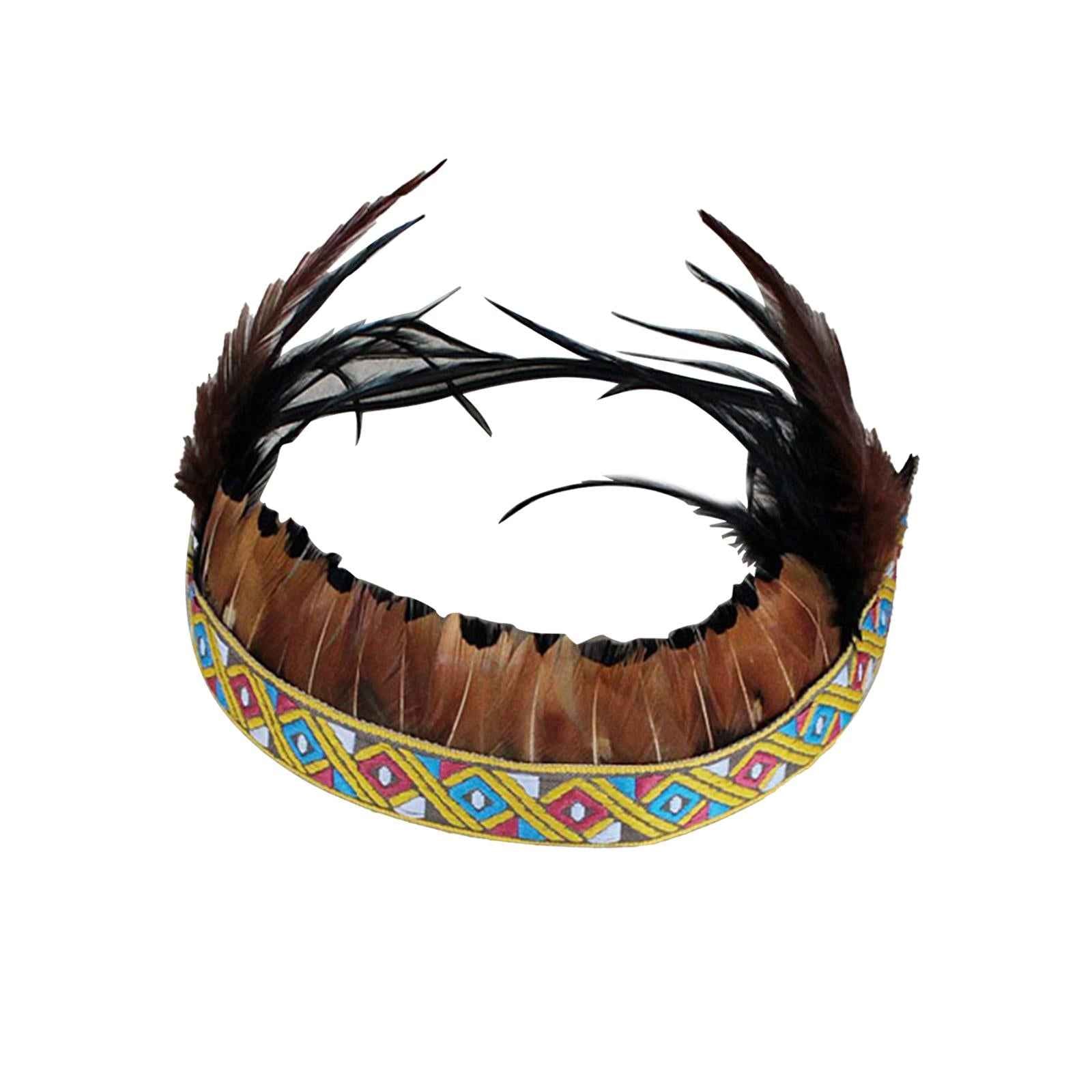 Feather Headdress Headband for Fancy Dress Performance Thanksgiving Day Aldult B