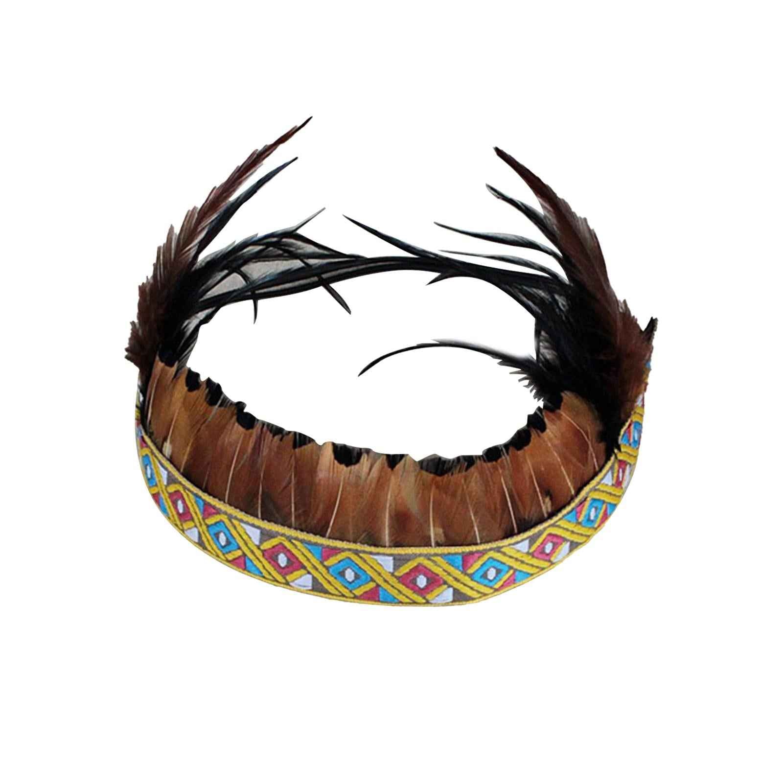 Feather Headdress Headband for Fancy Dress Performance Thanksgiving Day Aldult B