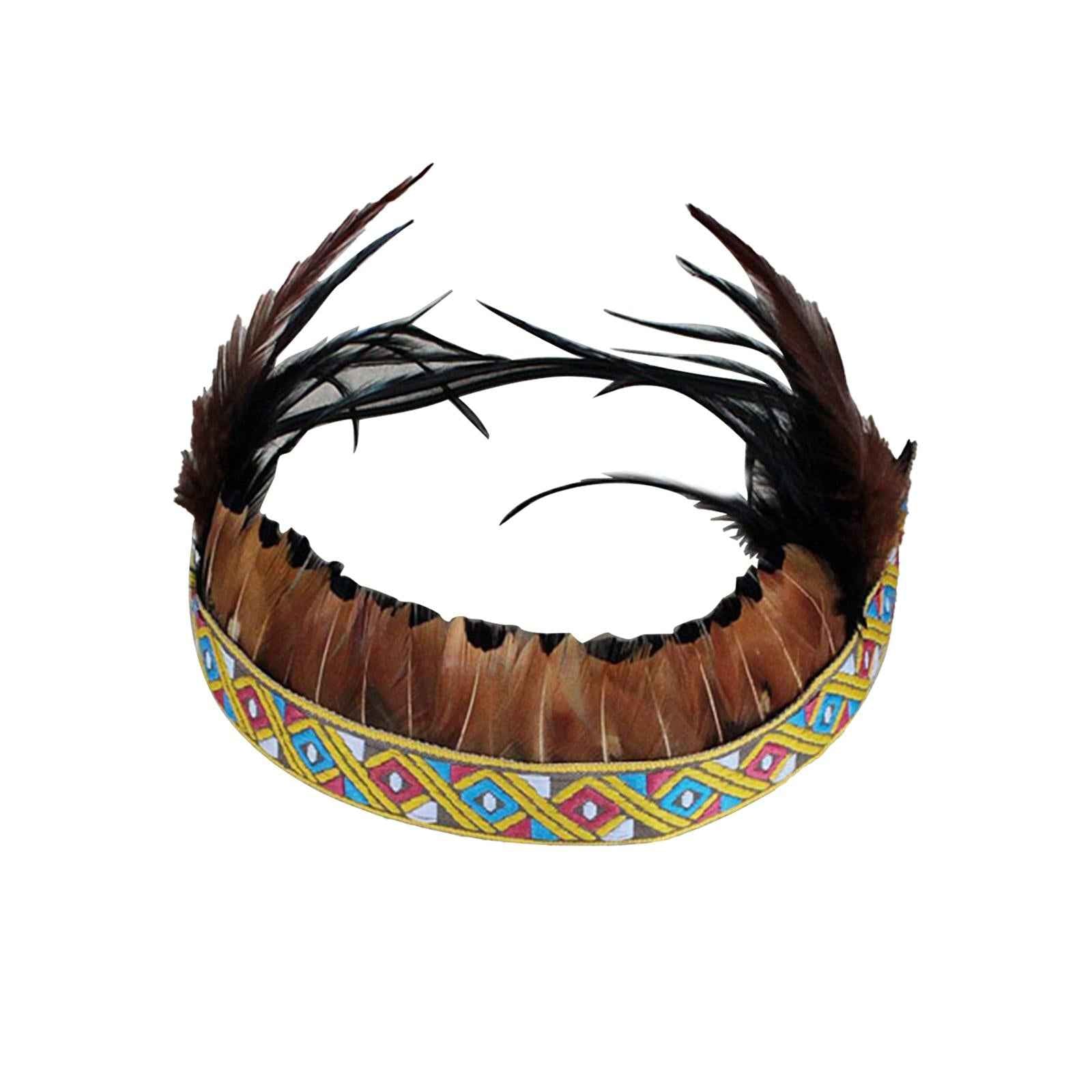 Feather Headdress Headband for Fancy Dress Performance Thanksgiving Day Aldult B