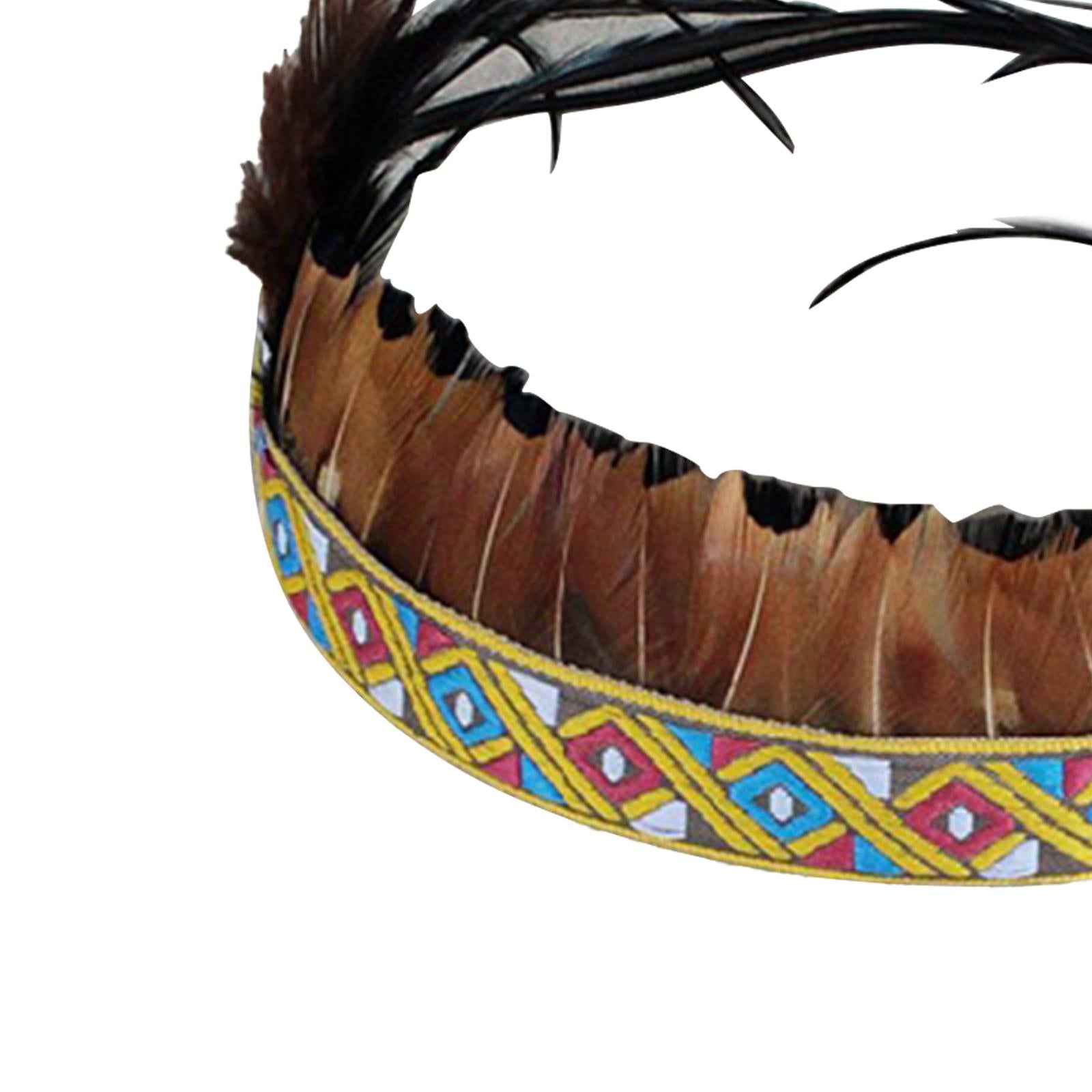 Feather Headdress Headband for Fancy Dress Performance Thanksgiving Day Aldult B