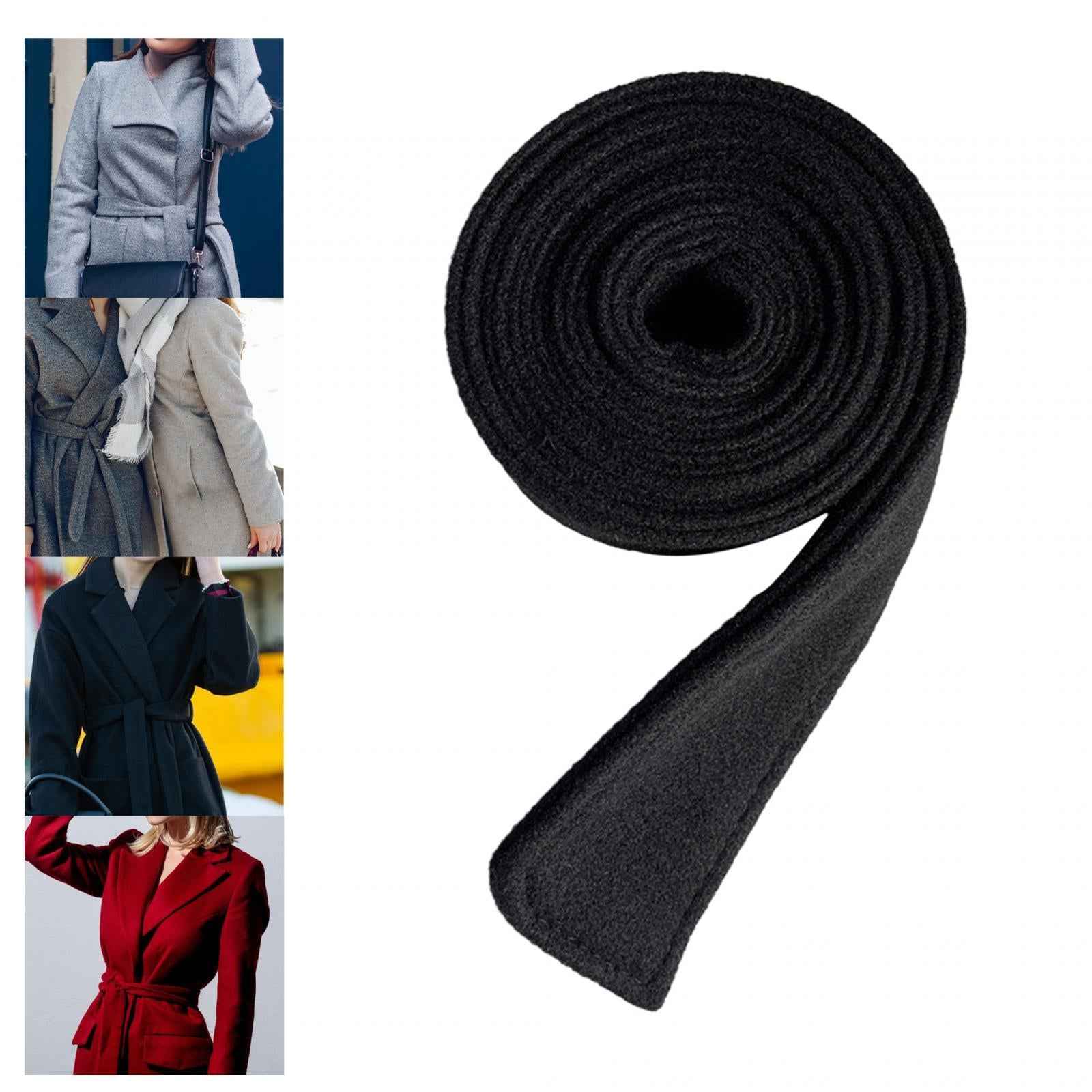 Women Woolen Overcoat Waist Belt Wide Waist Belt for Travel Commuting Street black