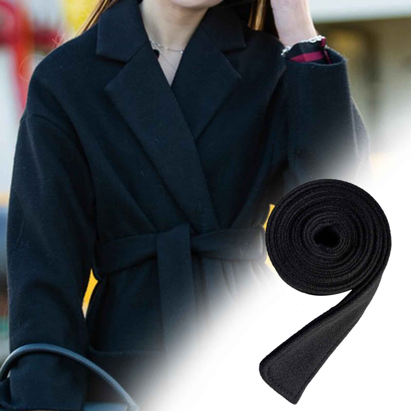 Women Woolen Overcoat Waist Belt Wide Waist Belt for Travel Commuting Street black