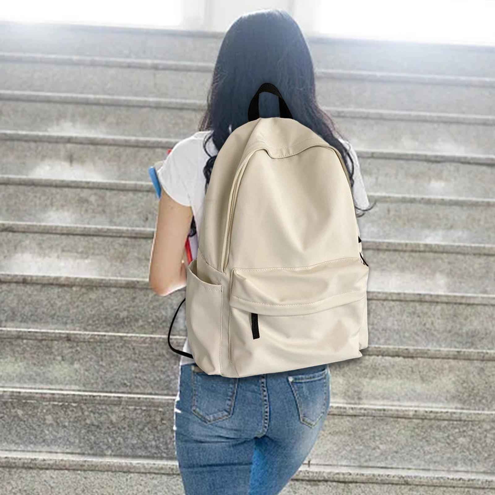 Womens Backpack Knapsack Schoolbag Large Capacity Stylish Durable Travel Bag White
