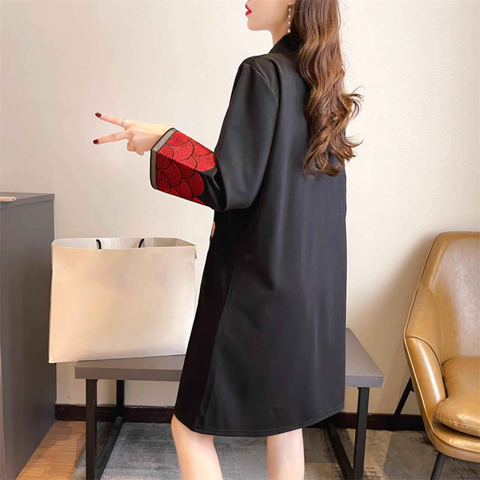 Lady Qipao Dress Soft Women Improved Cheongsam for Daily Wear Travel Wedding M Black