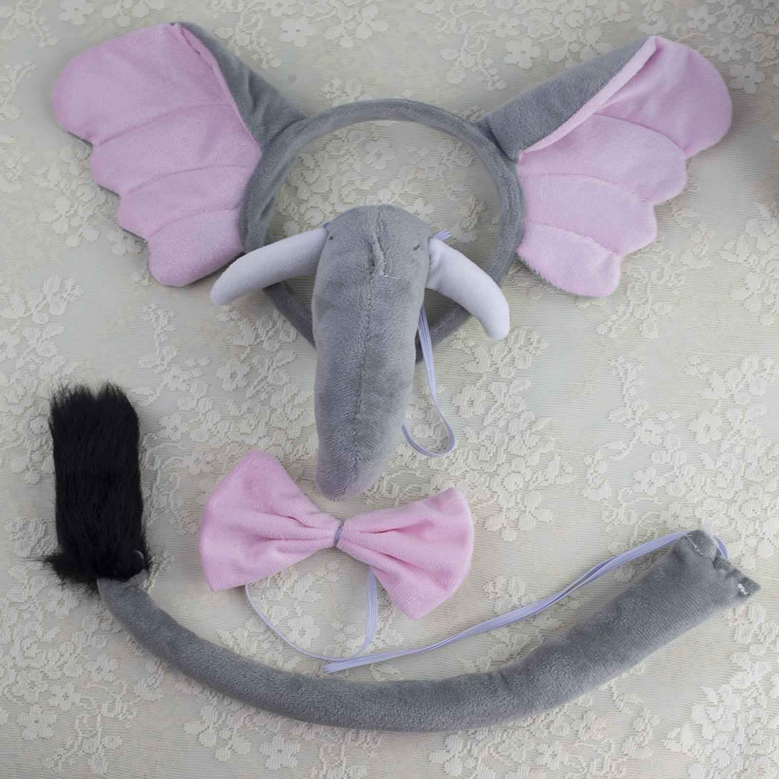 Elephant Costume Set Easter Ears and Tail for Carnivals Holidays Stage Shows