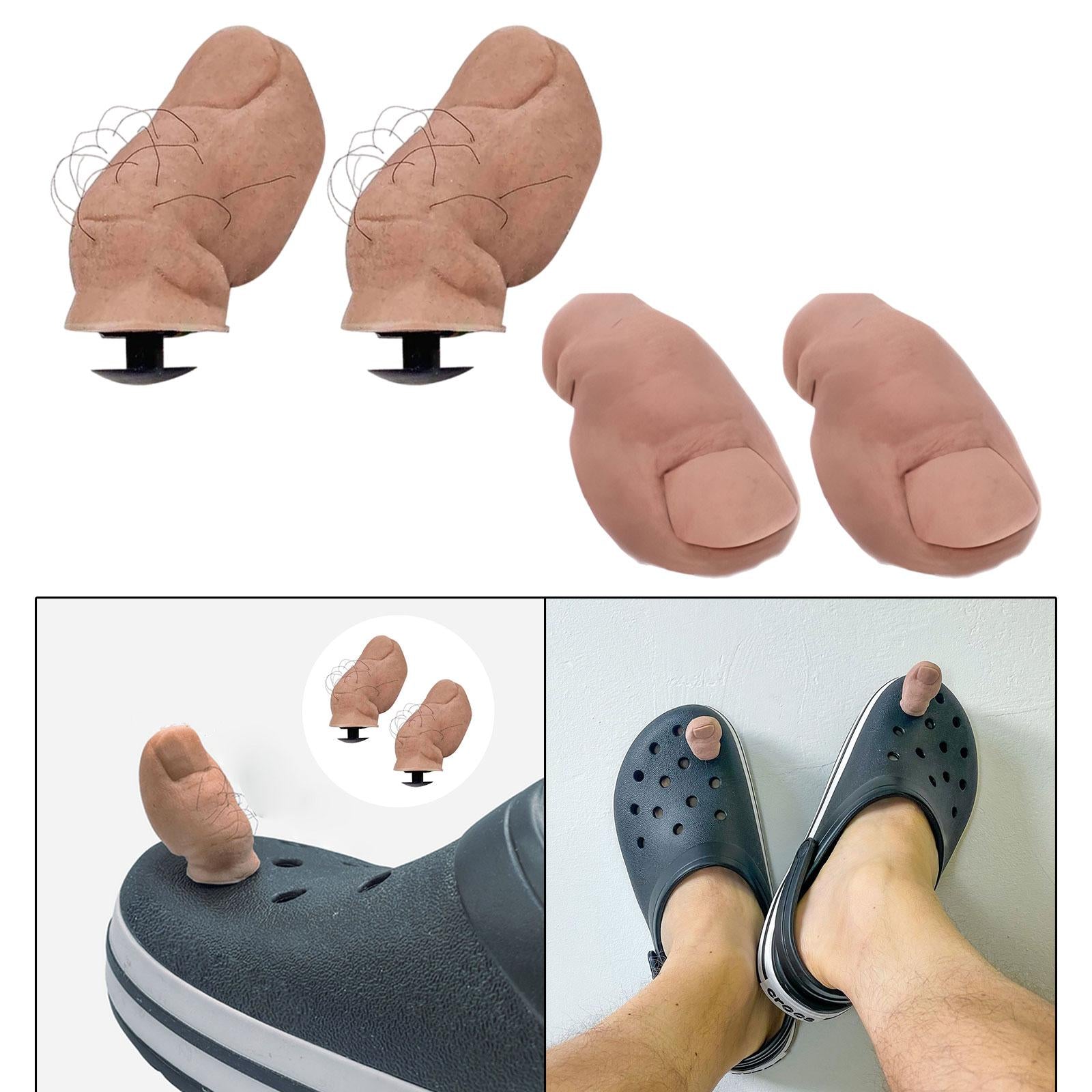 3x2Pcs 3D Funny Toe Clogs Charms Creepy Shoes Decorations for Props DIY Cosplay Hairy