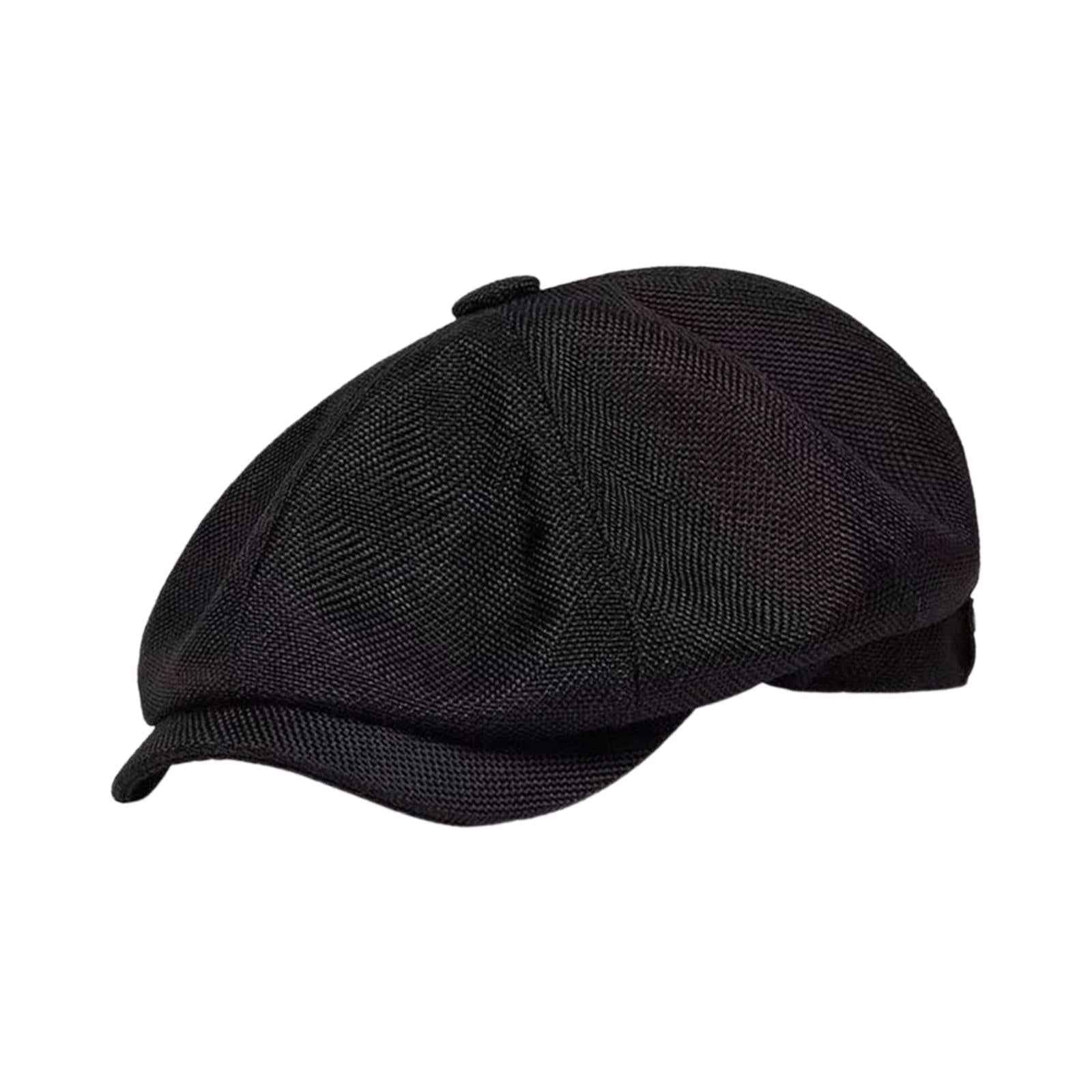 Beret Hat Summer Cabbie Driving Hat Flat Hat for Driving Camping Accessories Black