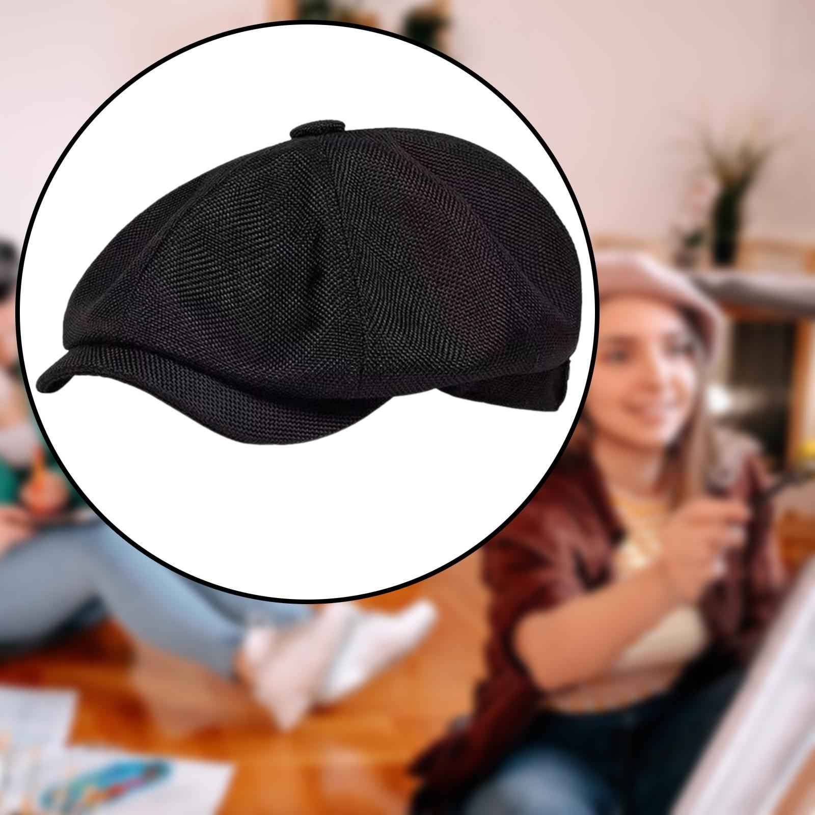 Beret Hat Summer Cabbie Driving Hat Flat Hat for Driving Camping Accessories Black