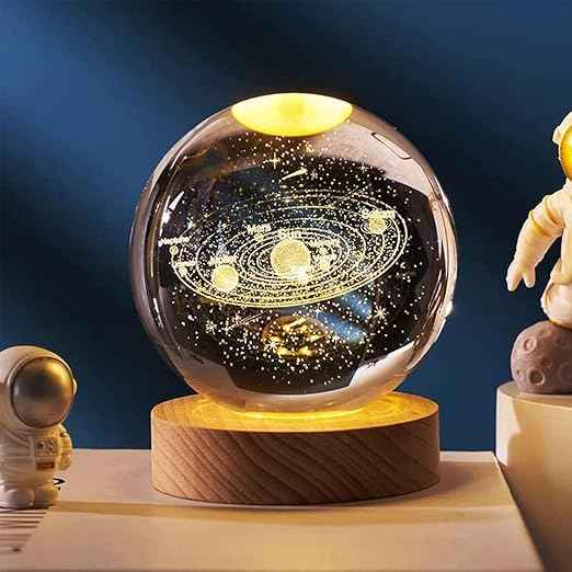 3D Acrylic LED Night Light with Durable Plastic Base Decorative Table Lamp (Solar Planet)