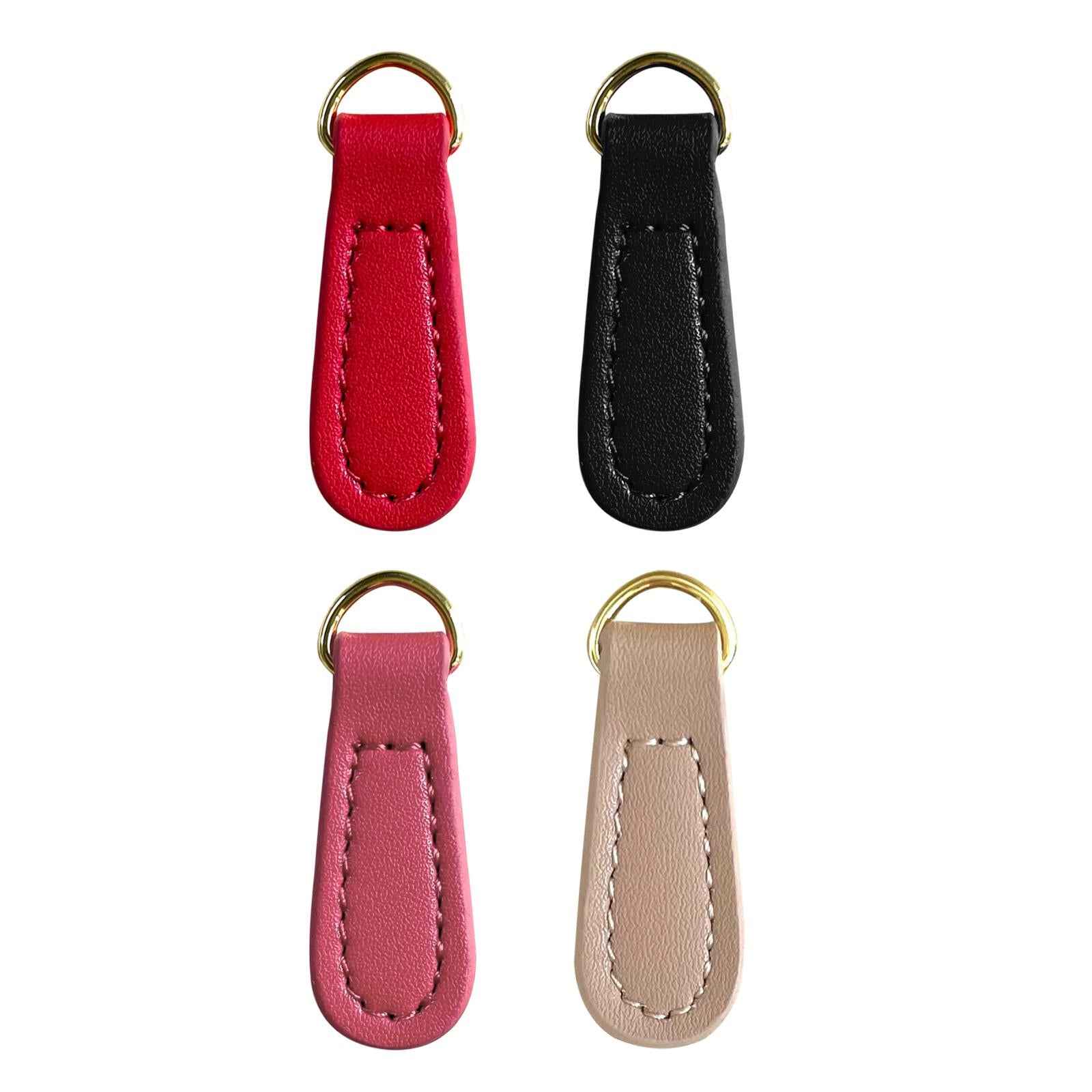 2x Zipper Pulls PU Leather Pull Strap Zip Puller Tag for Suitcase Jacket Bag Red