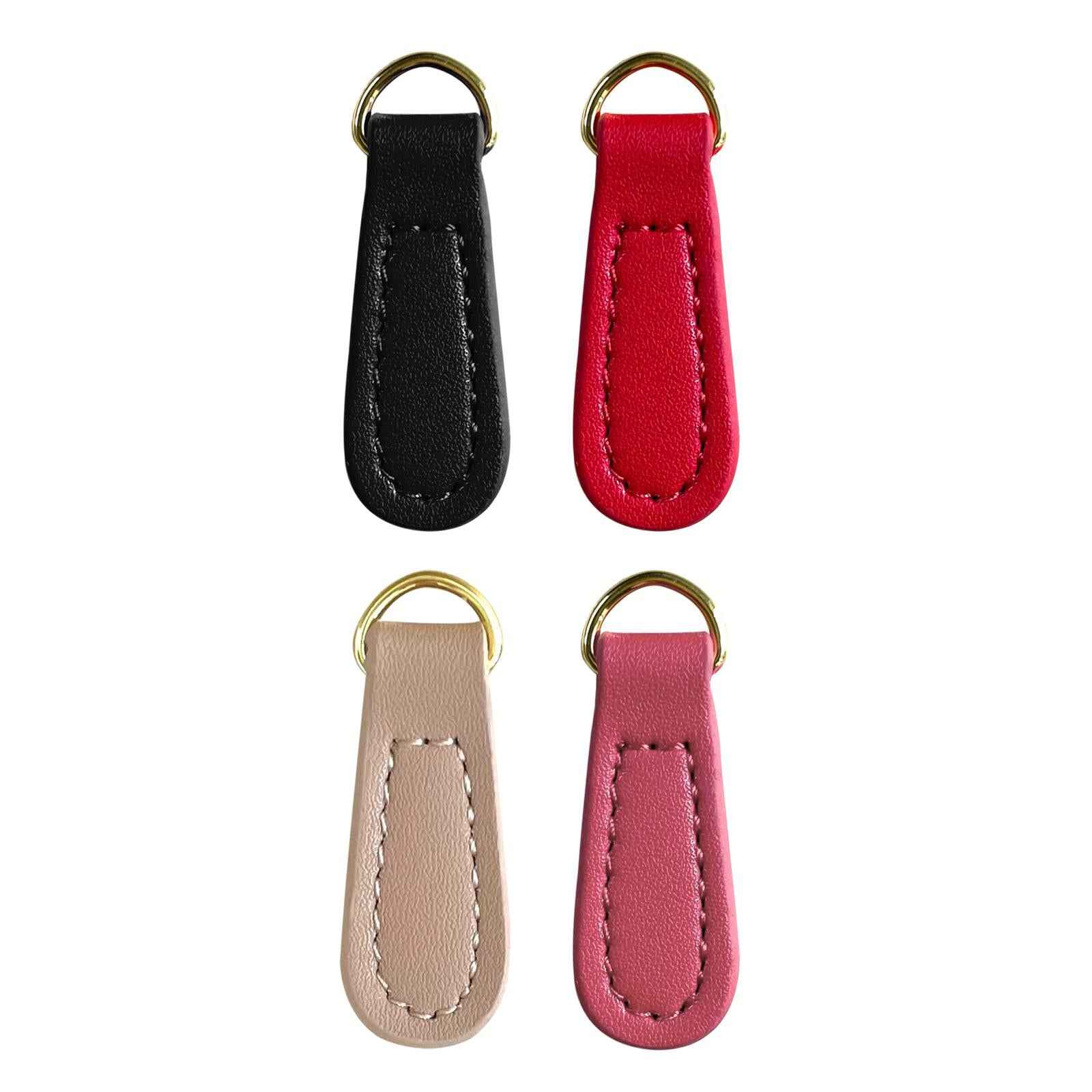 2x Zipper Pulls PU Leather Pull Strap Zip Puller Tag for Suitcase Jacket Bag Red