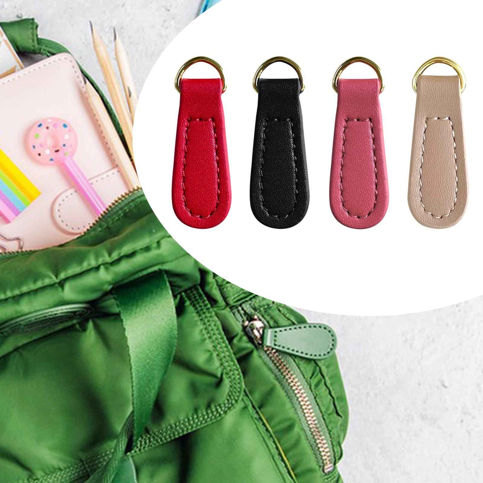 2x Zipper Pulls PU Leather Pull Strap Zip Puller Tag for Suitcase Jacket Bag Red