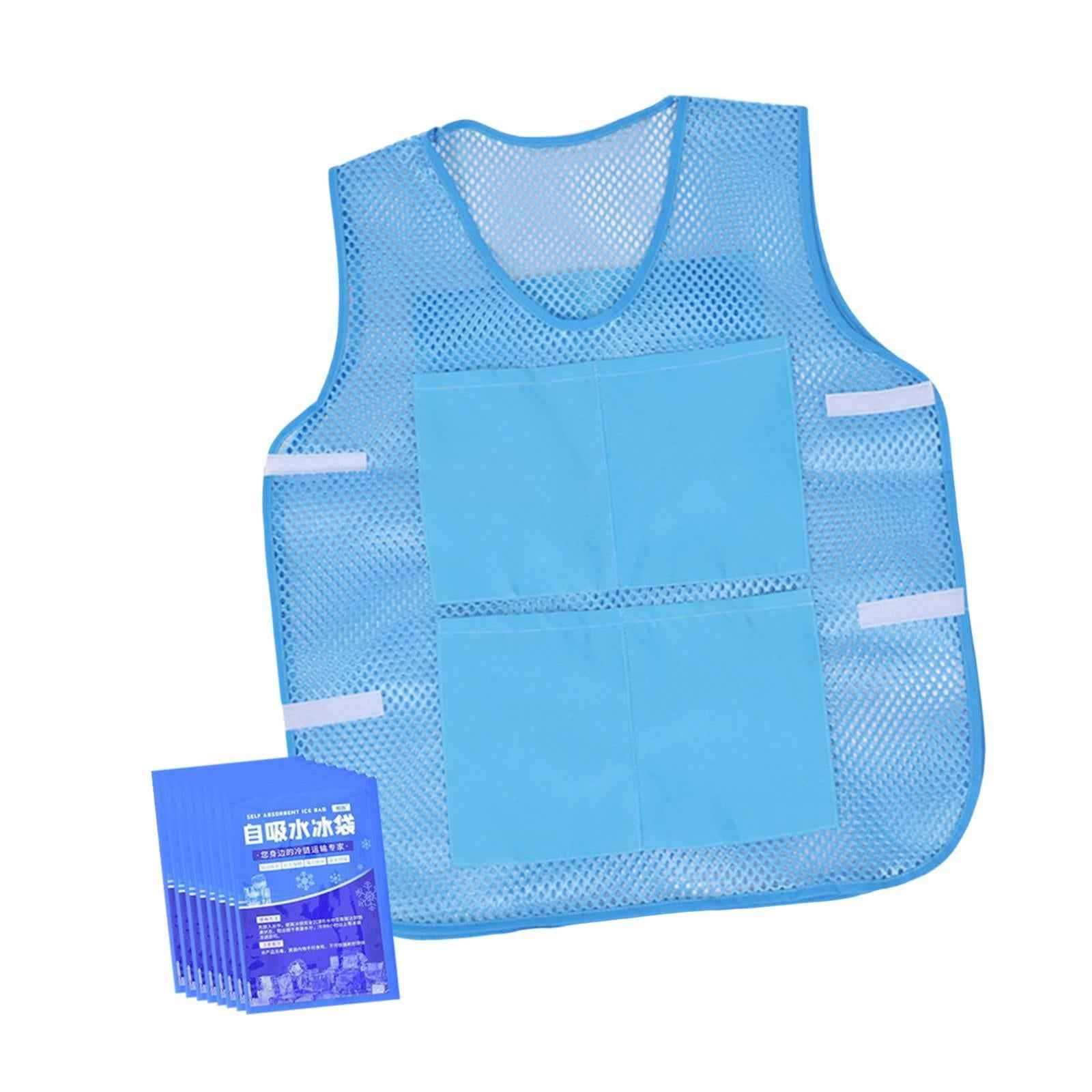 Summer Cooling Vest with 8 Ice Packs for Hot Weather Working Fishing Cycling Blue