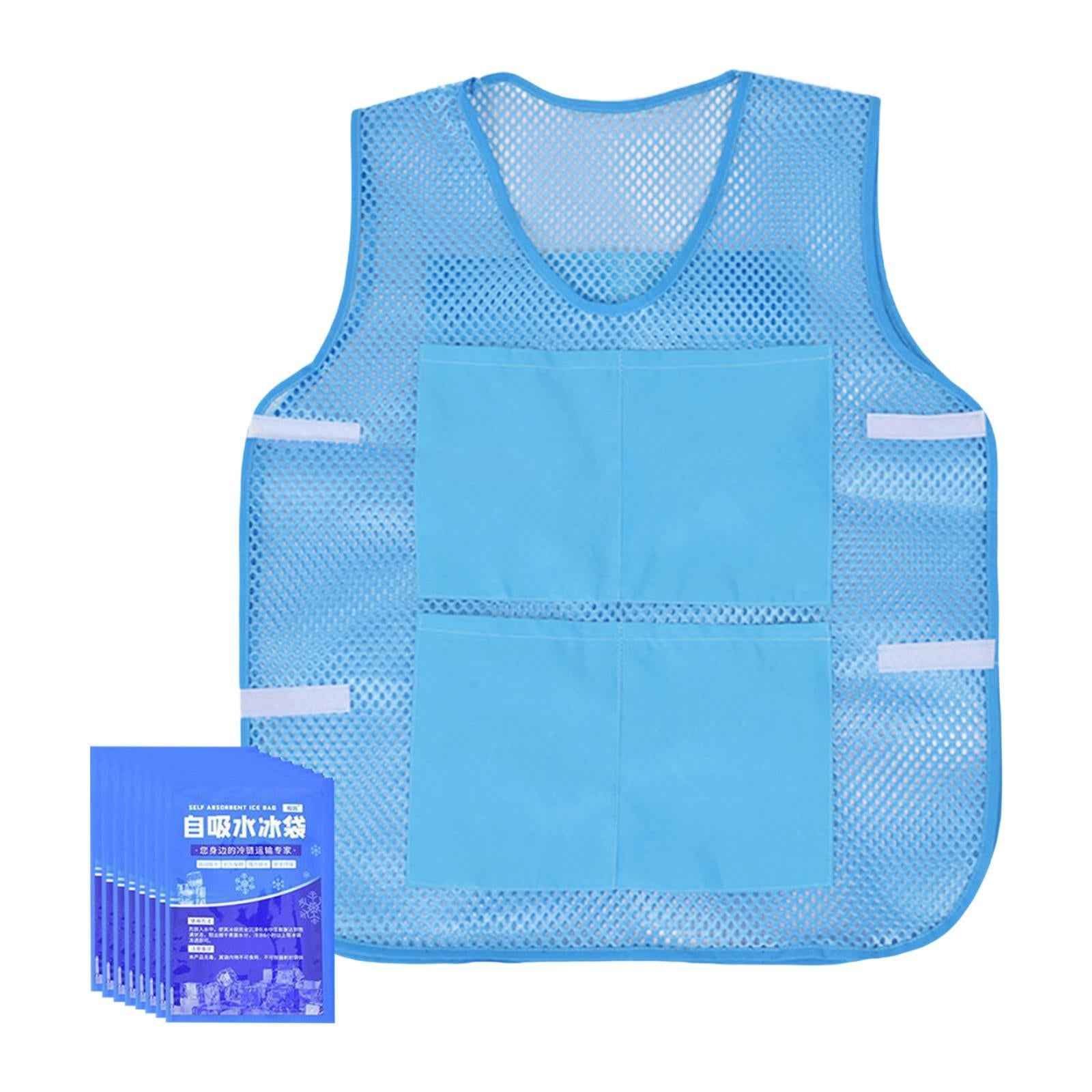 Summer Cooling Vest with 8 Ice Packs for Hot Weather Working Fishing Cycling Blue