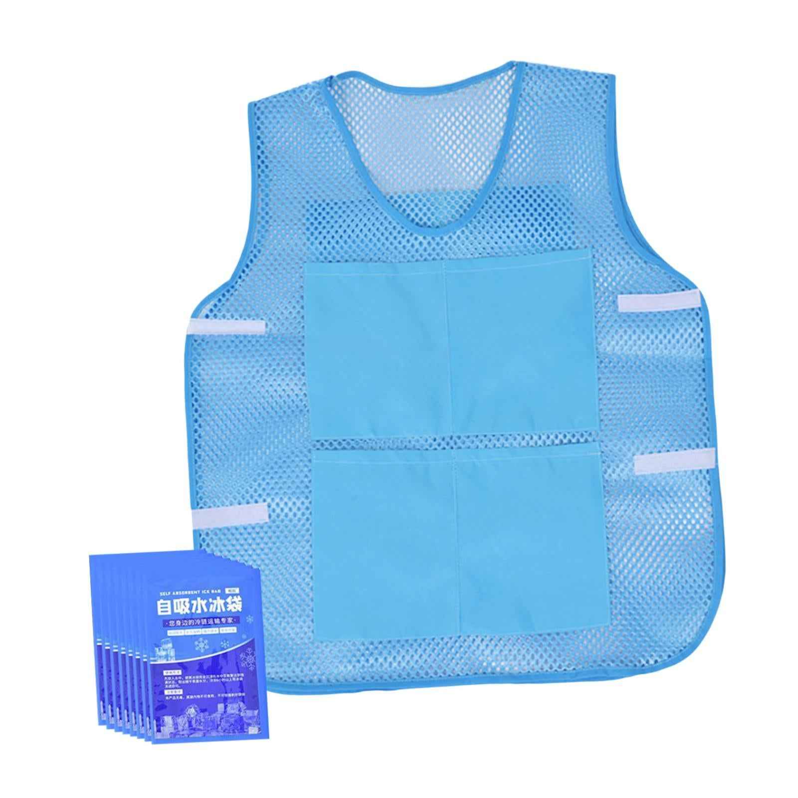 Summer Cooling Vest with 8 Ice Packs for Hot Weather Working Fishing Cycling Blue