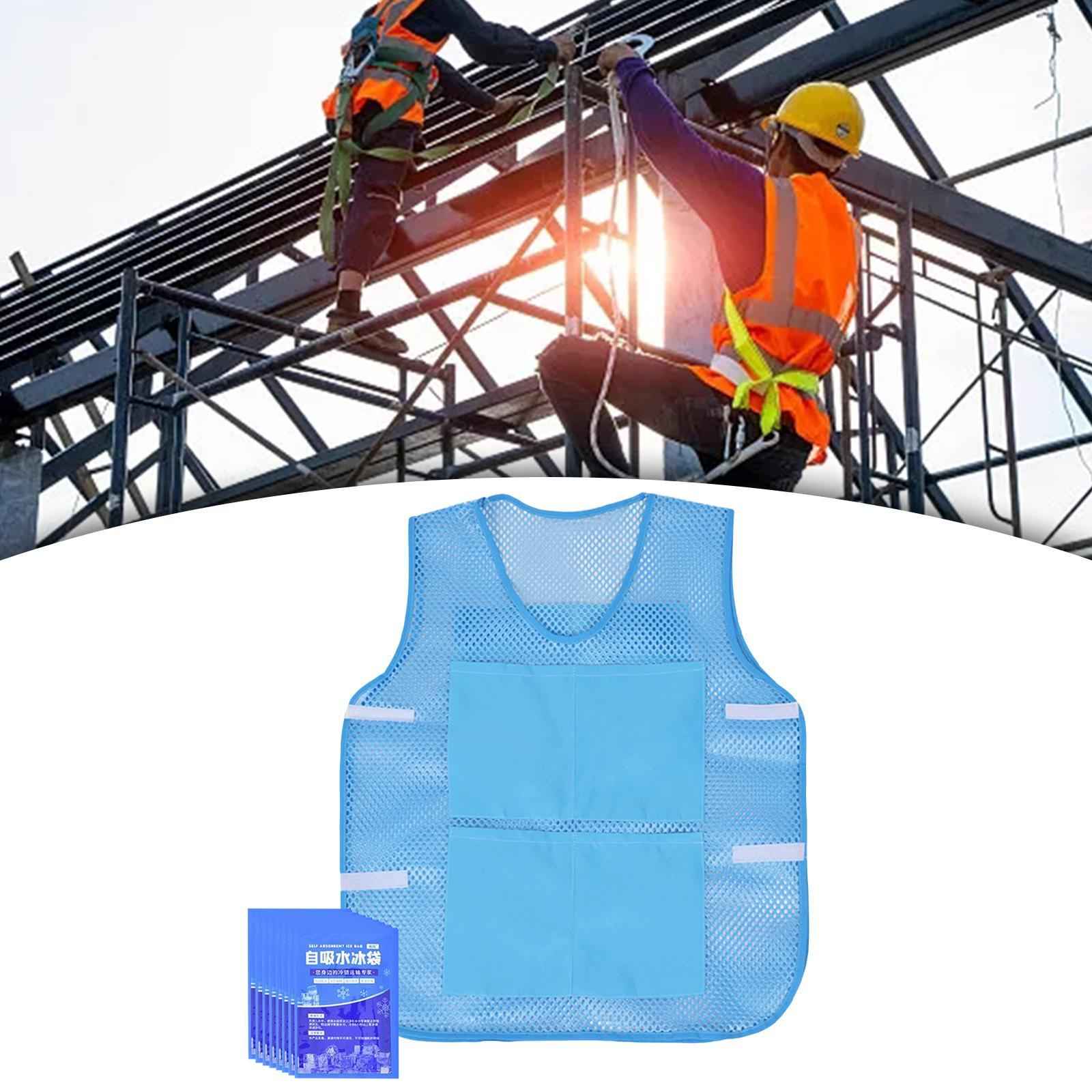 Summer Cooling Vest with 8 Ice Packs for Hot Weather Working Fishing Cycling Blue