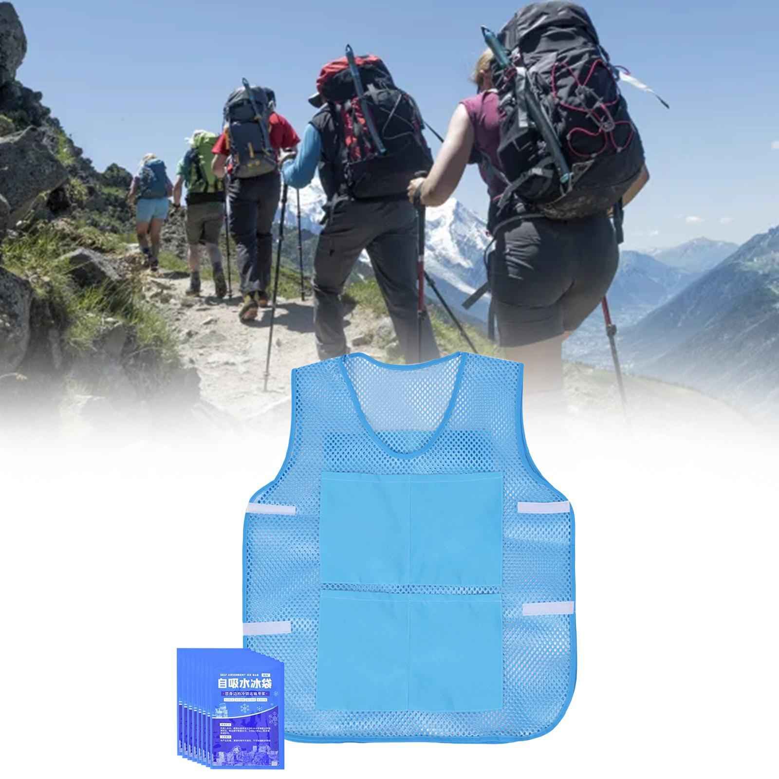 Summer Cooling Vest with 8 Ice Packs for Hot Weather Working Fishing Cycling Blue