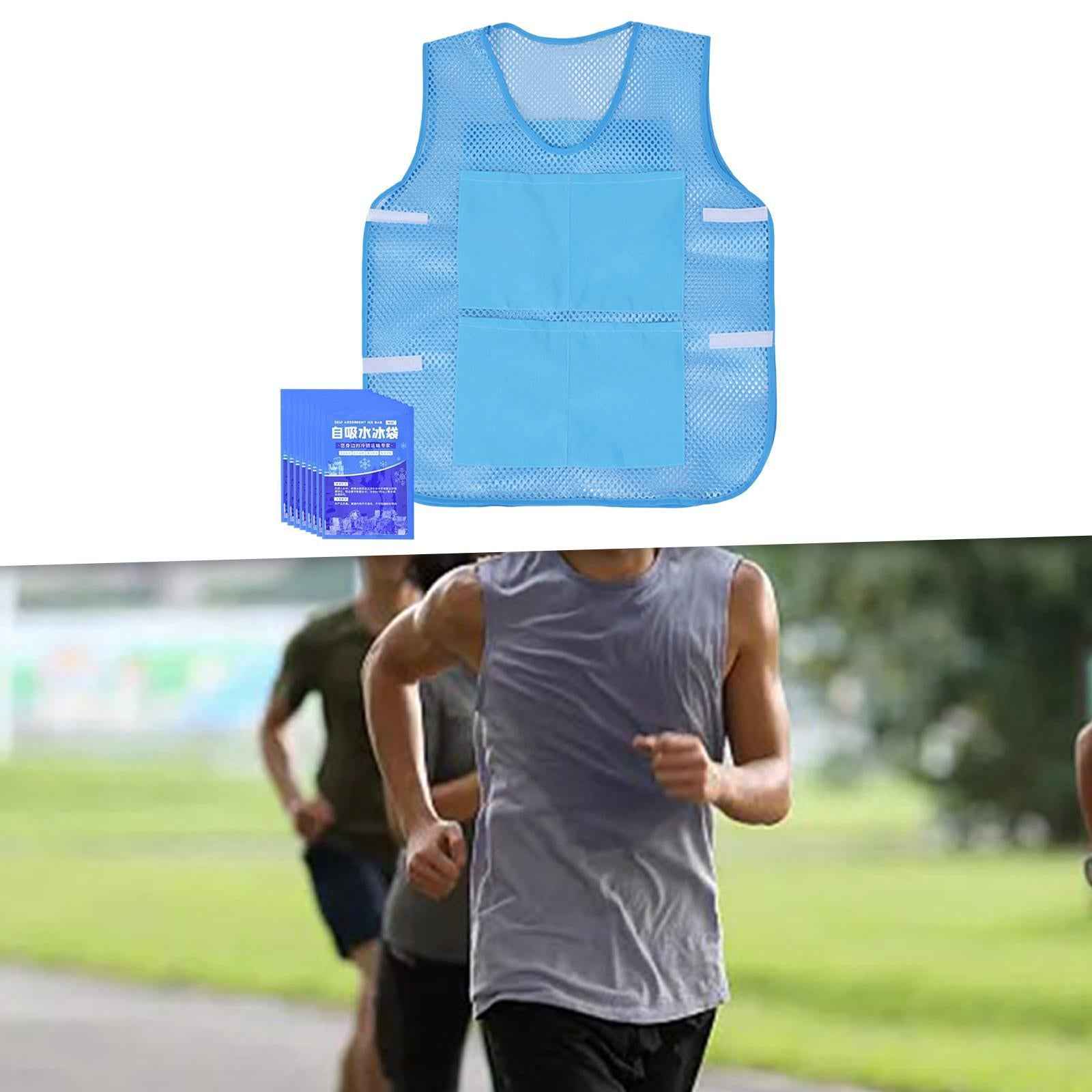Summer Cooling Vest with 8 Ice Packs for Hot Weather Working Fishing Cycling Blue