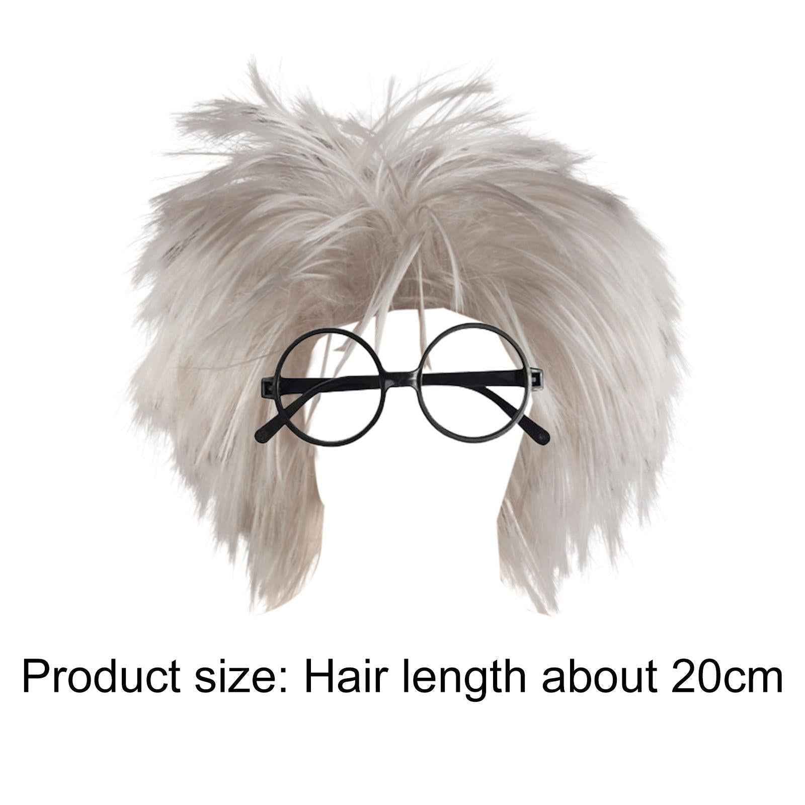 Old Man Wig Dressing up Old Teacher Wig Role Play Physicist Wig Adults Men Wig and Glasses
