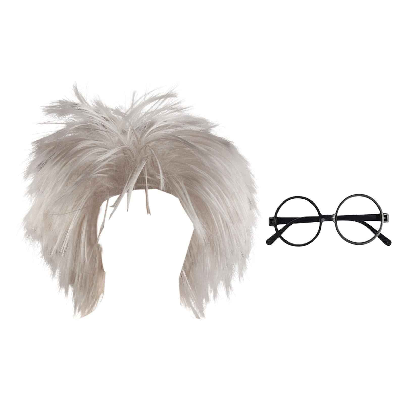 Old Man Wig Dressing up Old Teacher Wig Role Play Physicist Wig Adults Men Wig and Glasses