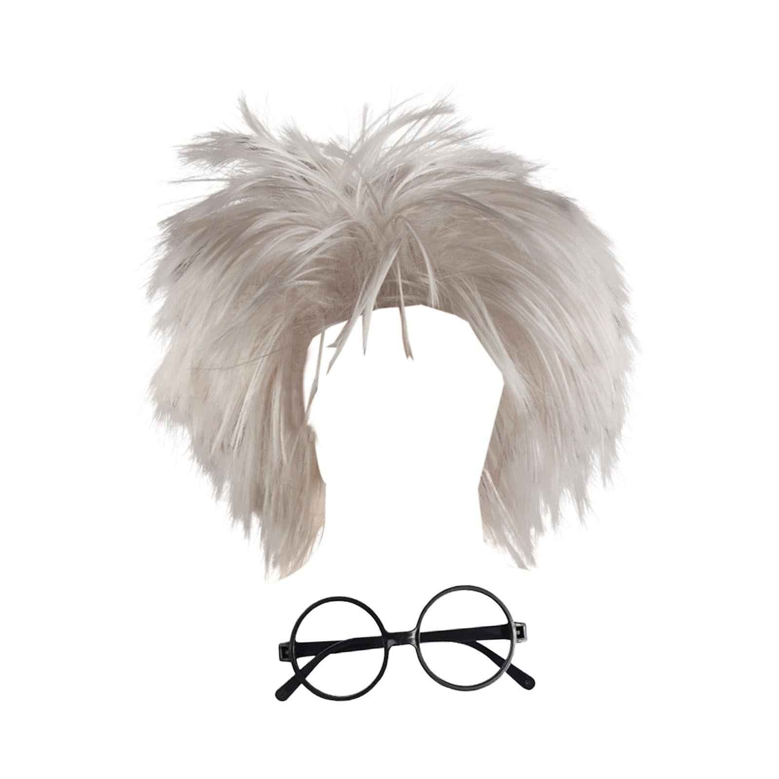 Old Man Wig Dressing up Old Teacher Wig Role Play Physicist Wig Adults Men Wig and Glasses