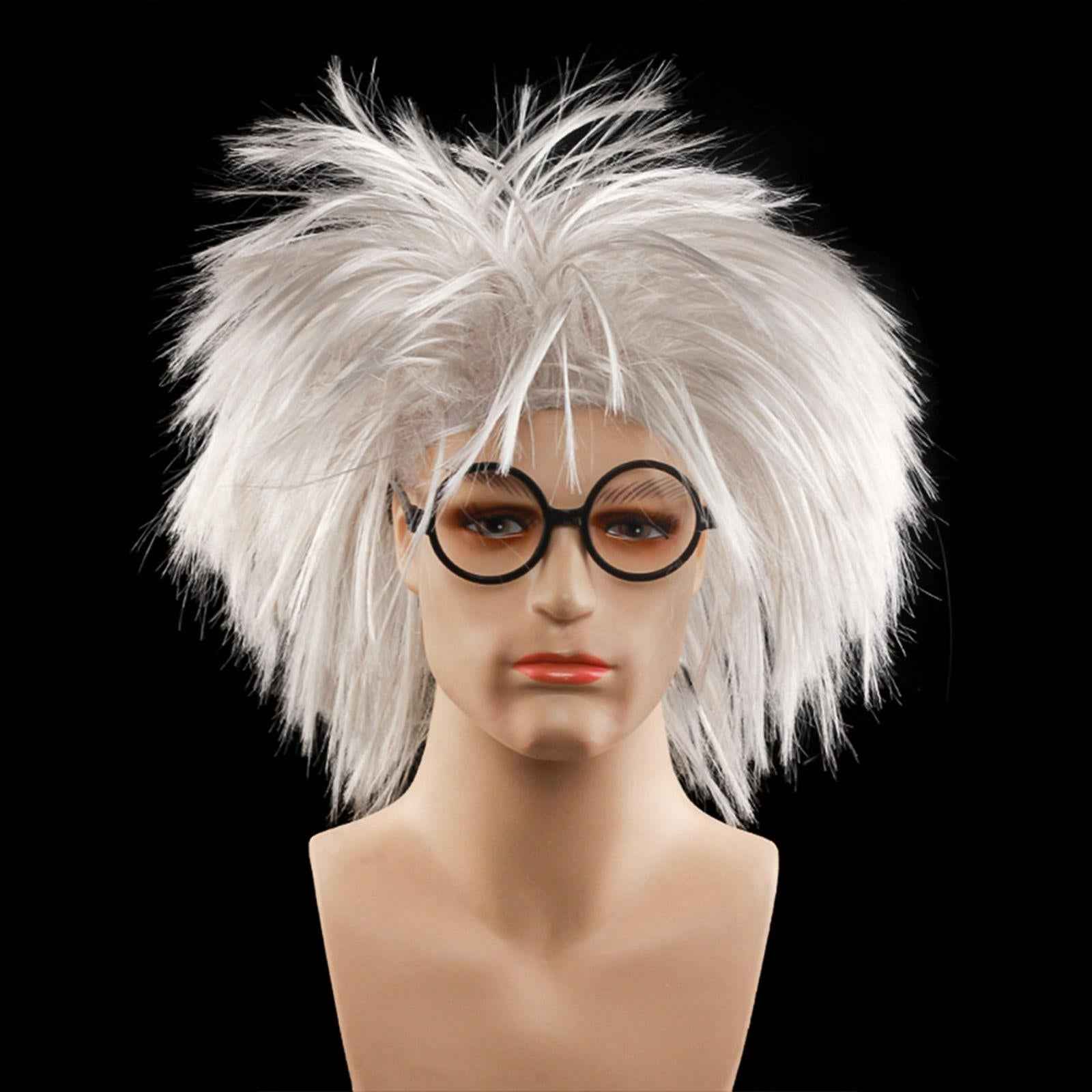 Old Man Wig Dressing up Old Teacher Wig Role Play Physicist Wig Adults Men Wig and Glasses