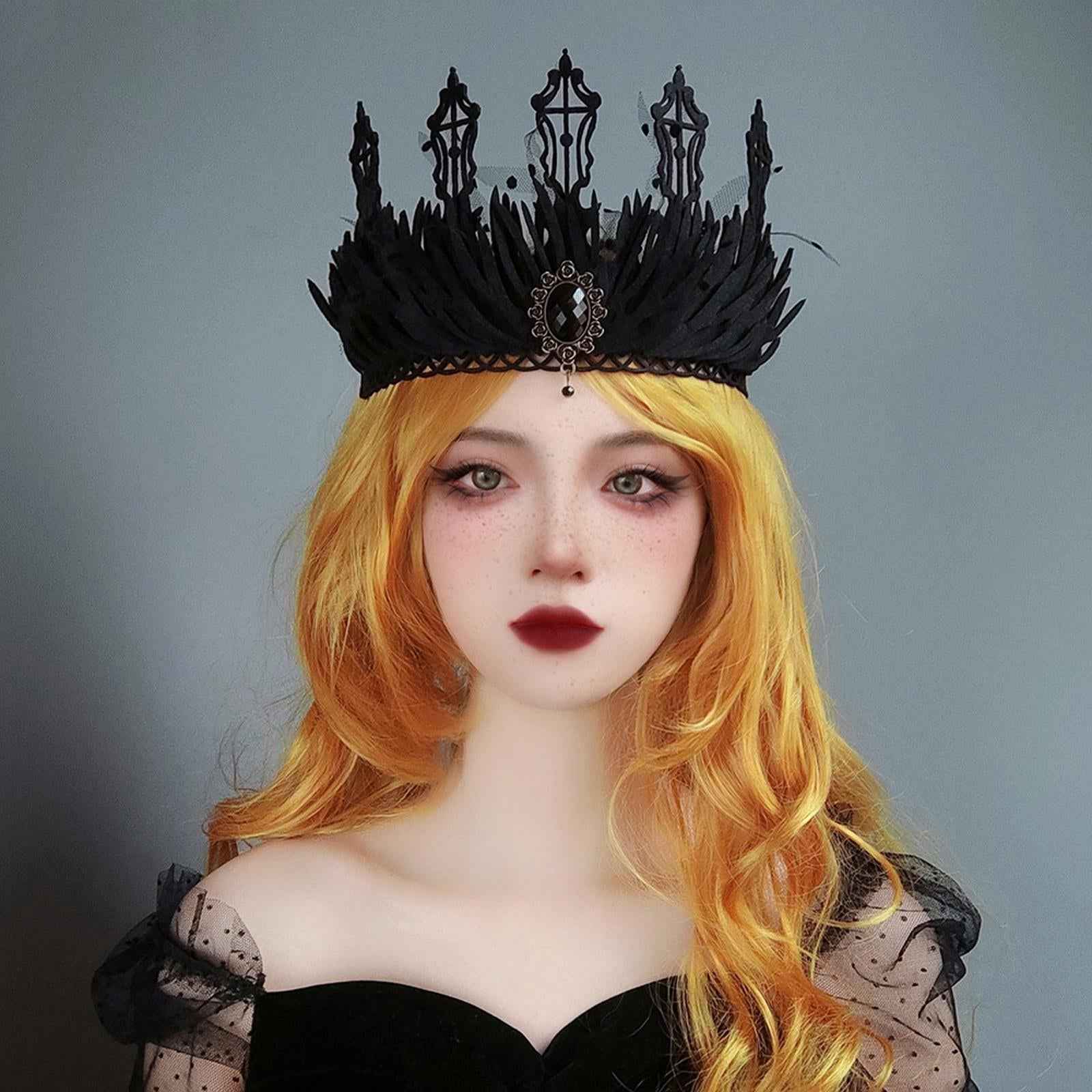 Black Crown Hair Band Hair Accessories Felt Makeup Ball Baroque Gothic Crown