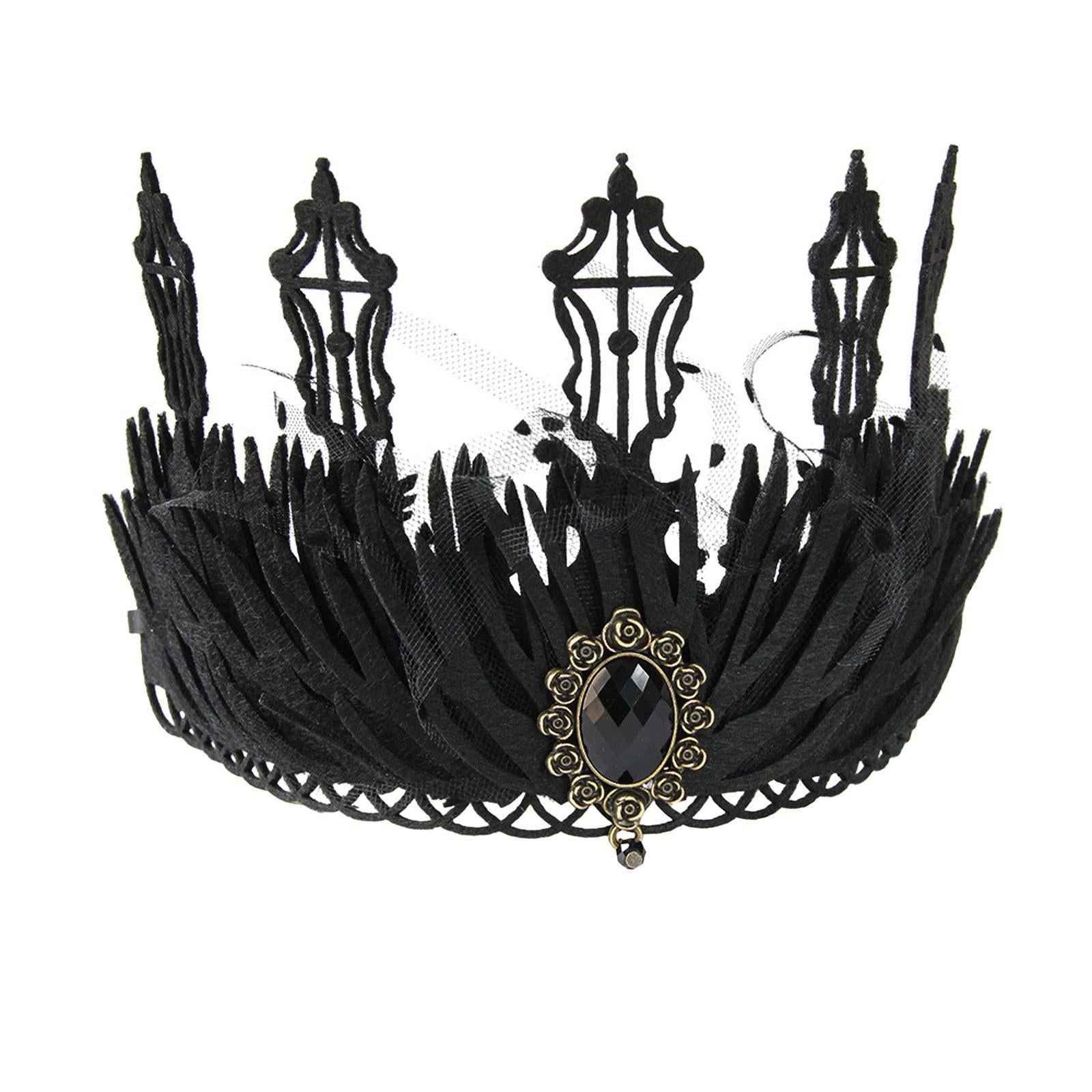 Black Crown Hair Band Hair Accessories Felt Makeup Ball Baroque Gothic Crown