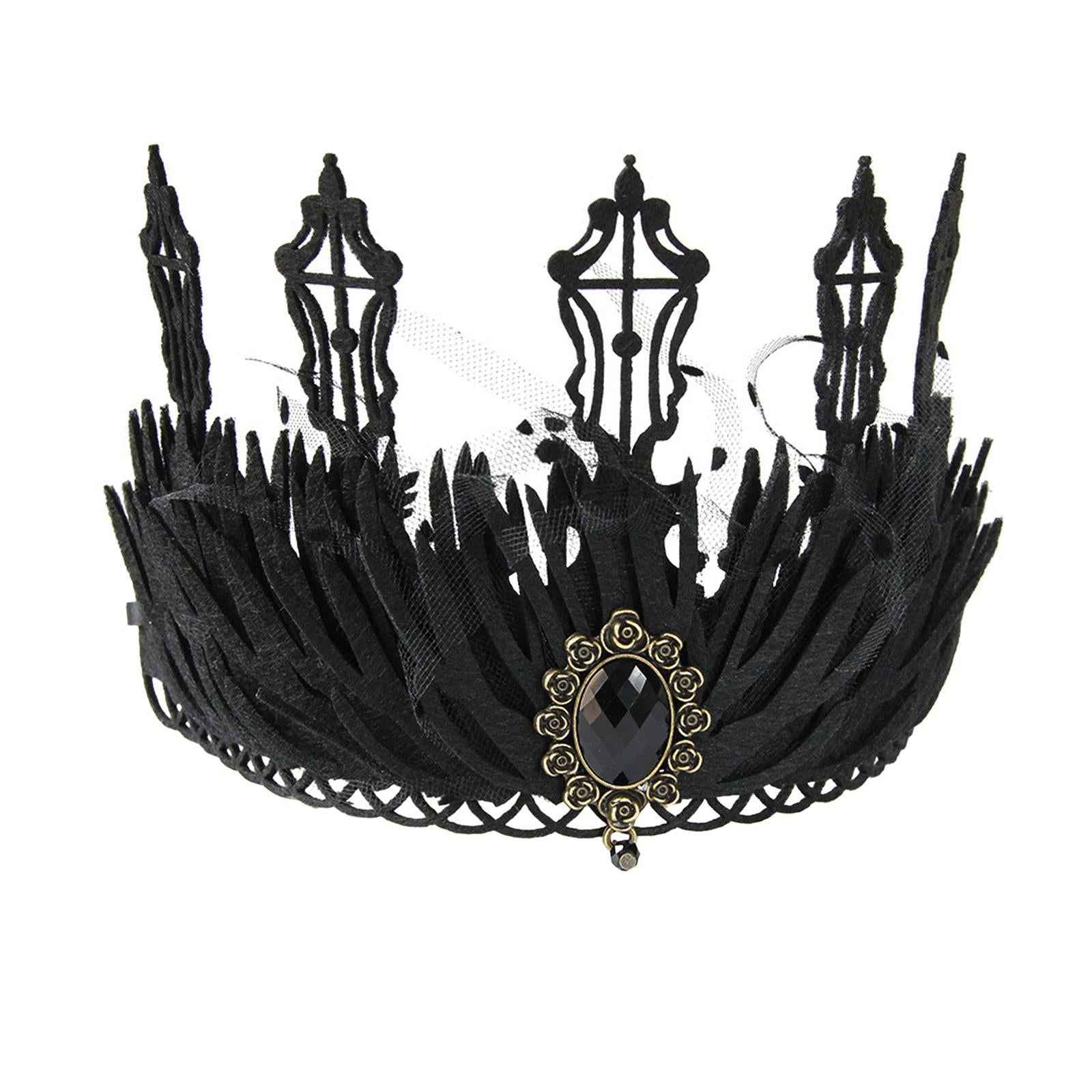 Black Crown Hair Band Hair Accessories Felt Makeup Ball Baroque Gothic Crown