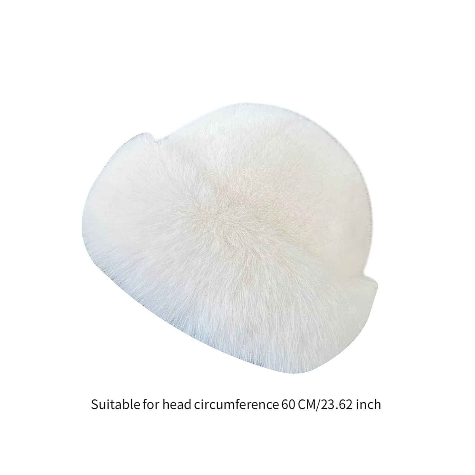 Winter Faux Fur Hat for Women Warm Cossack Russian Hat for Ski Walking White