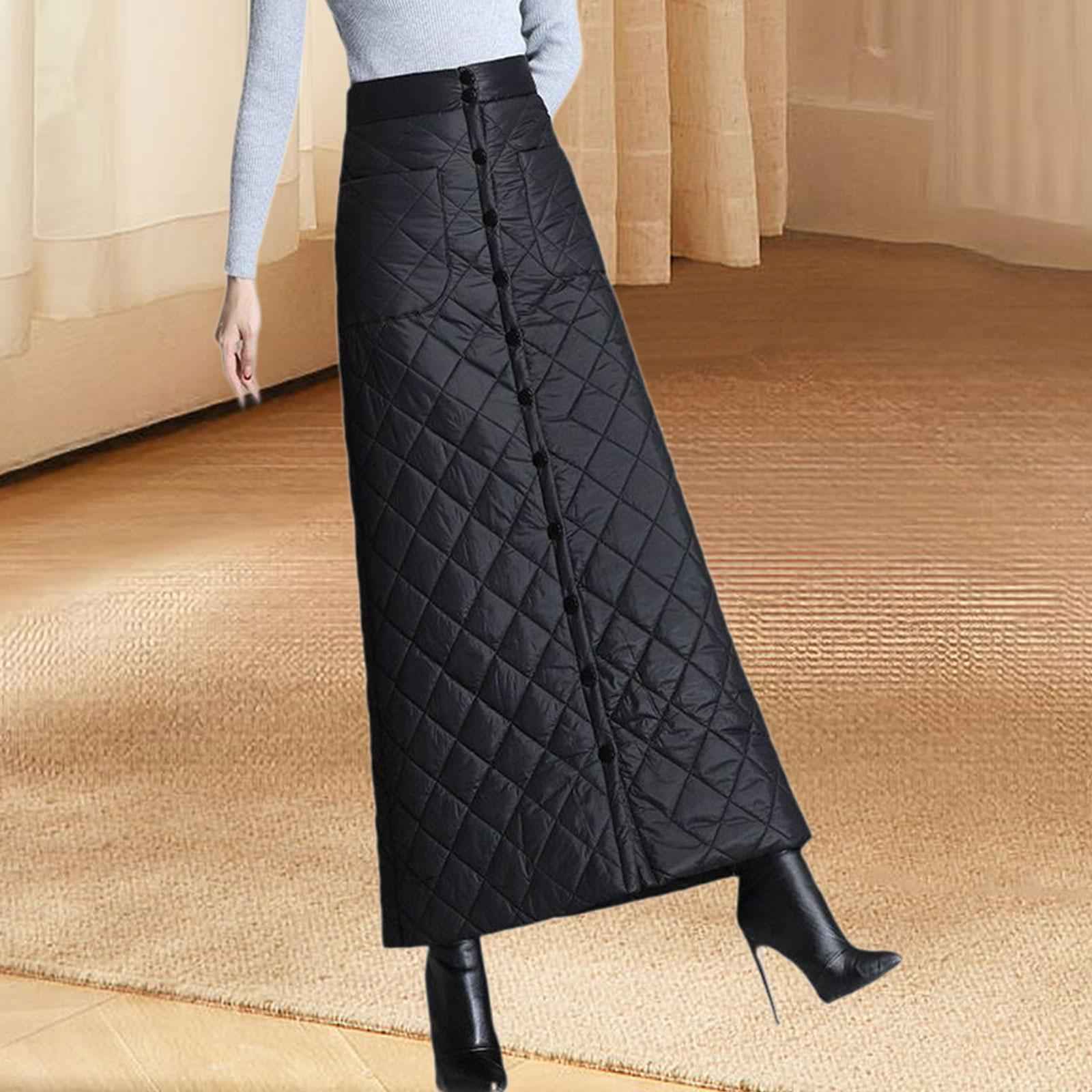 Women Down Skirt Soft Windproof High Waist for Dating Commuting Themed Party L