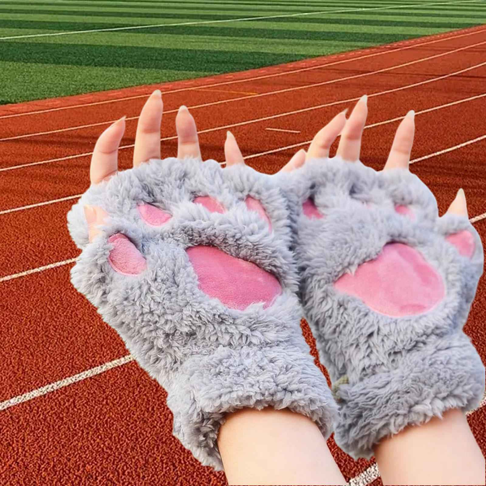 Fingerless Gloves Props Cat Claw Gloves for Party Carnival Stage Performance Gray