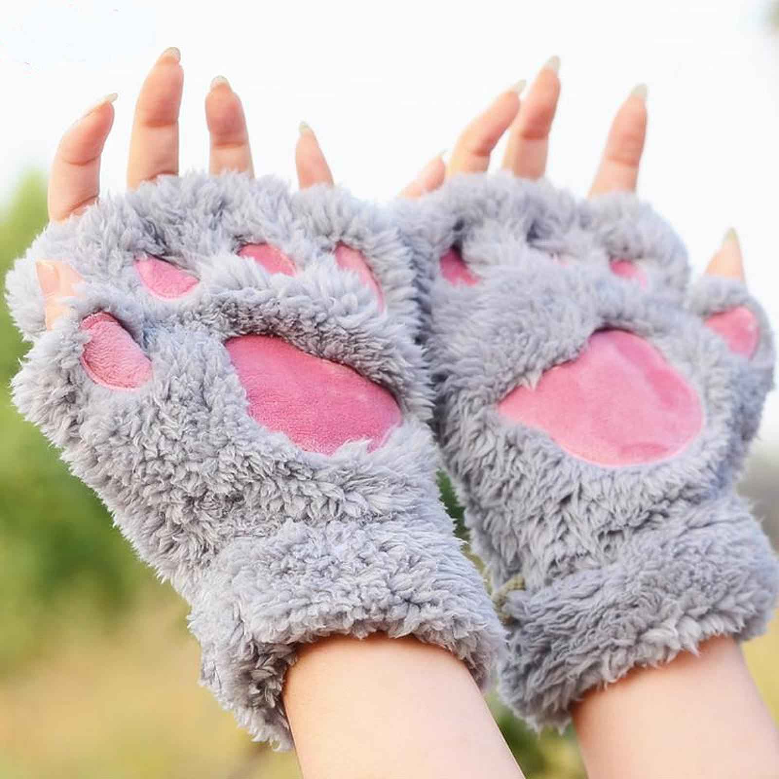 Fingerless Gloves Props Cat Claw Gloves for Party Carnival Stage Performance Gray