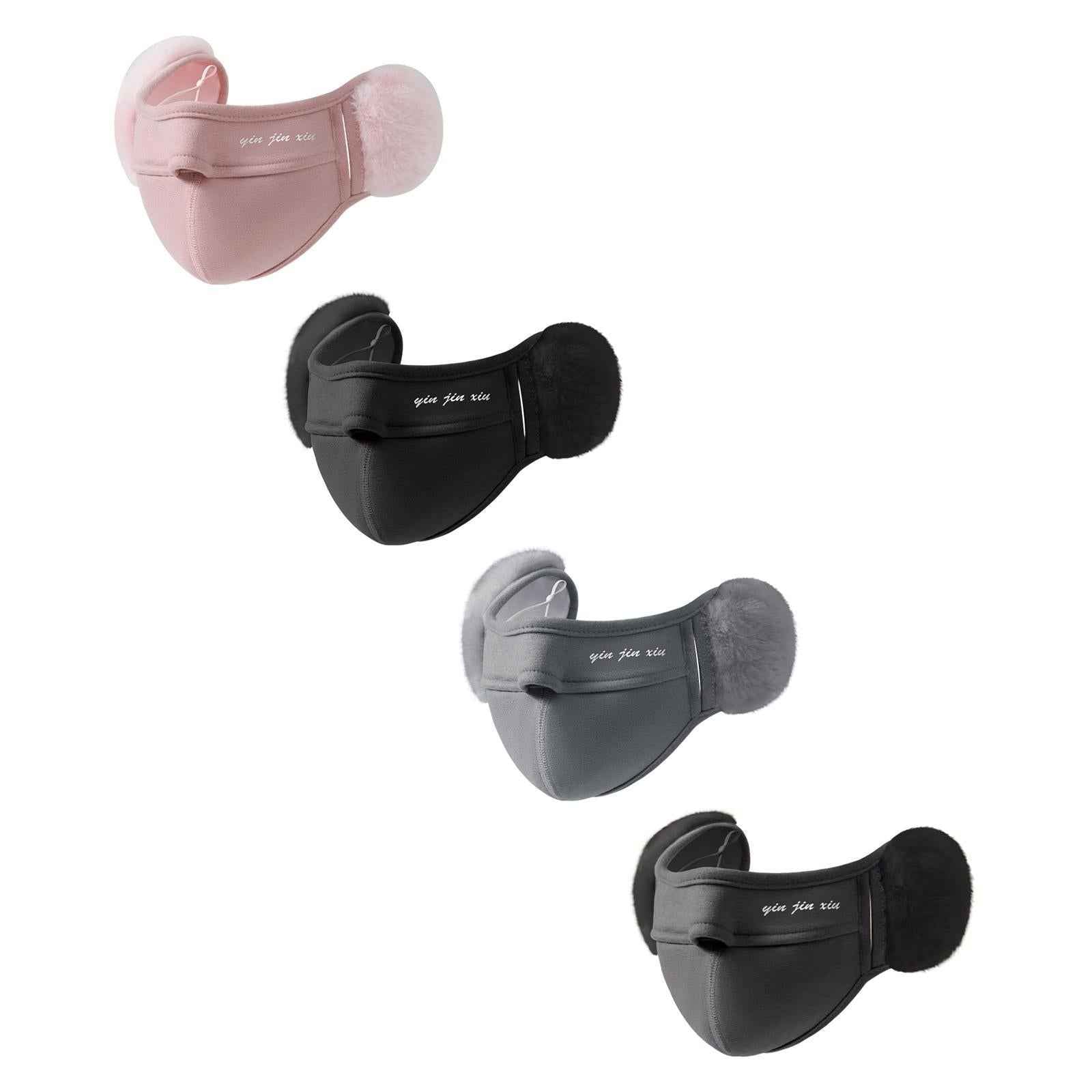 Winter Half Face Mask Nose Warmer Thick Ear Muff for Hiking Skiing Men Women Pink