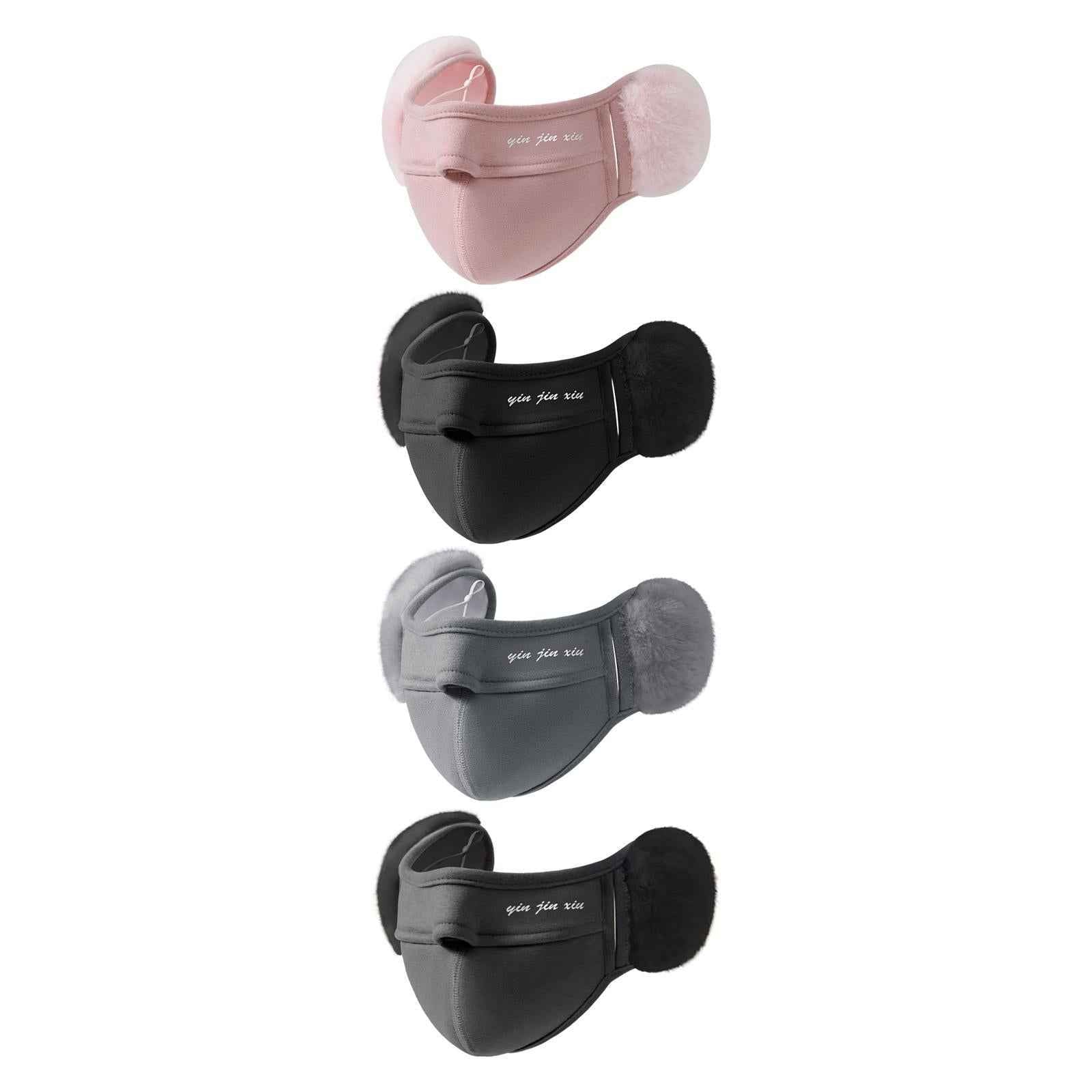 Winter Half Face Mask Nose Warmer Thick Ear Muff for Hiking Skiing Men Women Pink