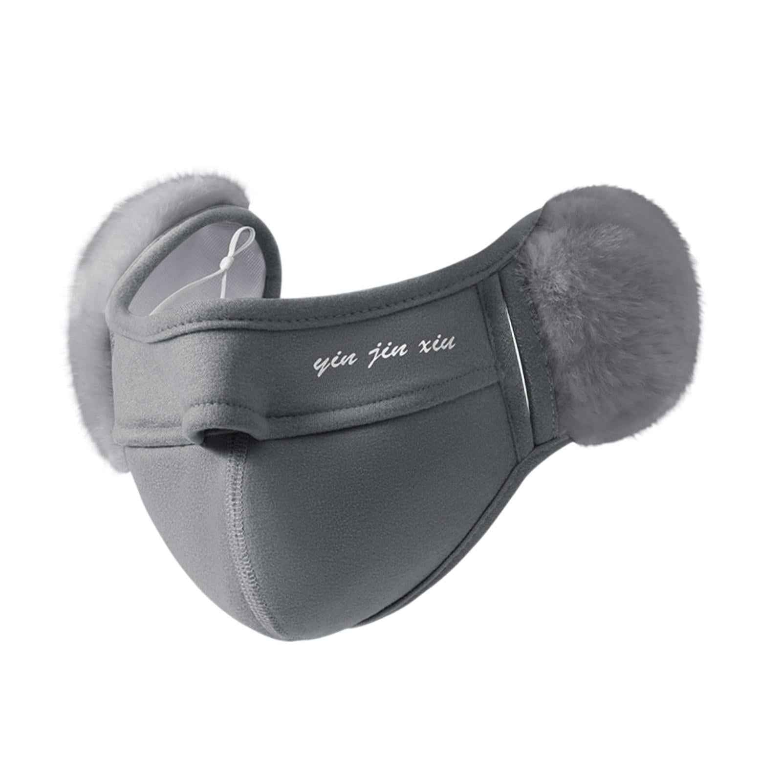Winter Half Face Mask Nose Warmer Thick Ear Muff for Hiking Skiing Men Women Light Gray