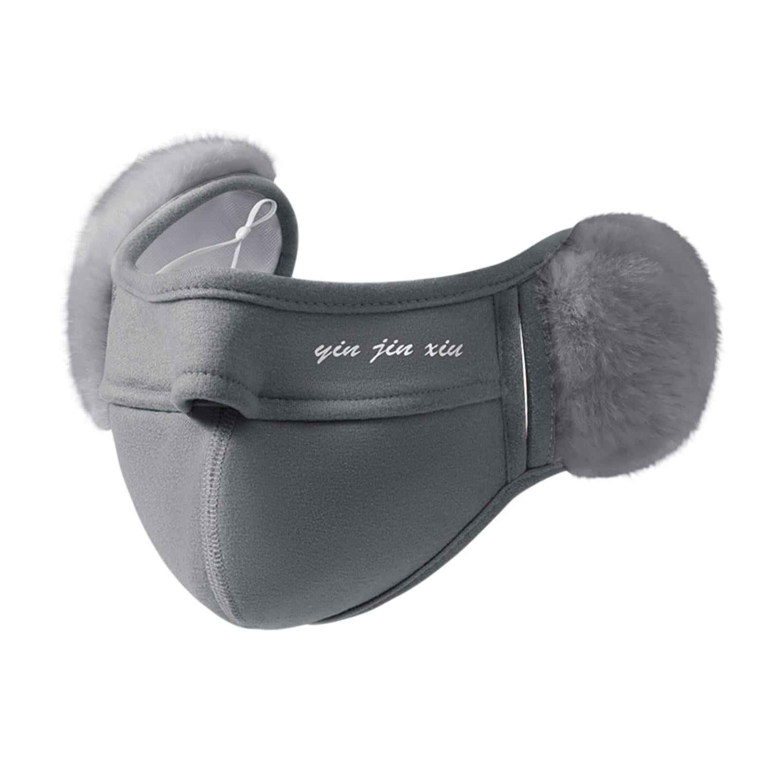 Winter Half Face Mask Nose Warmer Thick Ear Muff for Hiking Skiing Men Women Light Gray